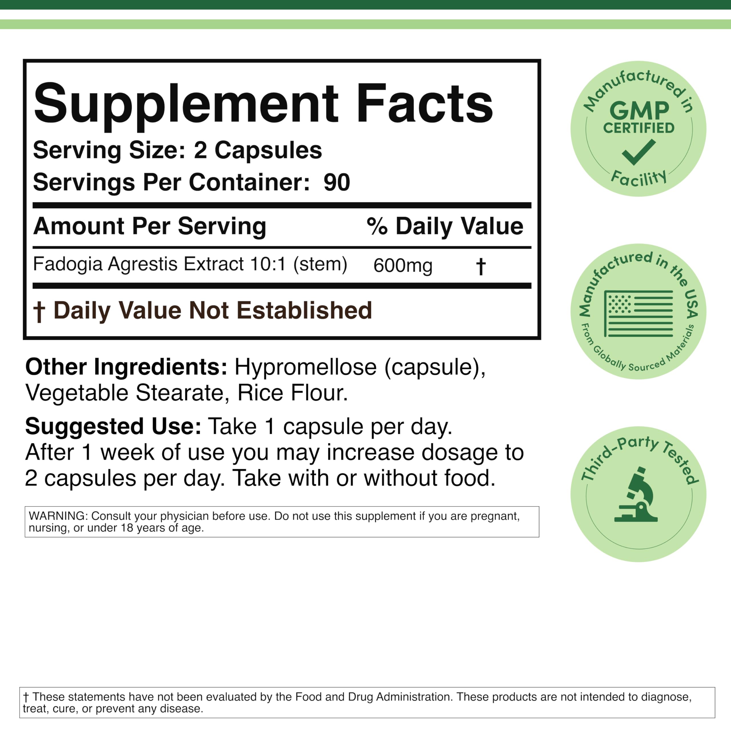 Double Wood Fadogia Agrestis Plant-Based Extract Supplement

