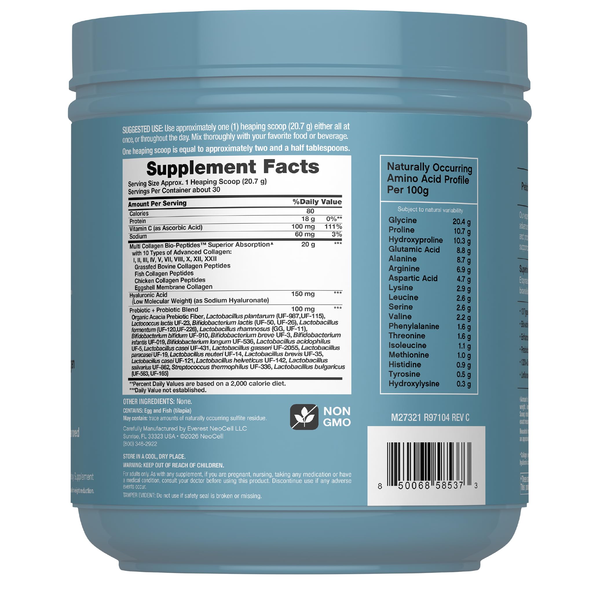 NeoCell Multi Collagen Bio-Peptides Powder with HA

