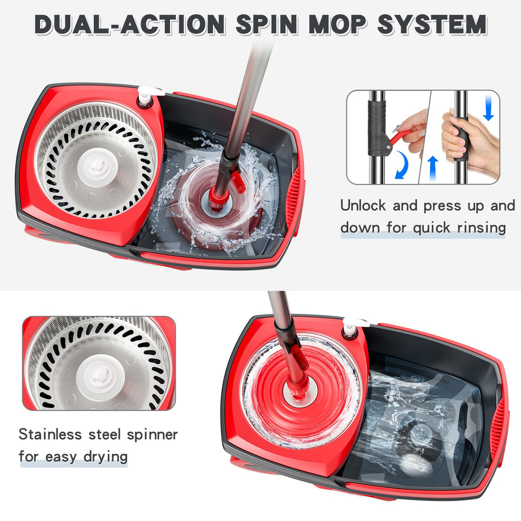 Spin Mop and Bucket System | Stainless Steel Wringer

