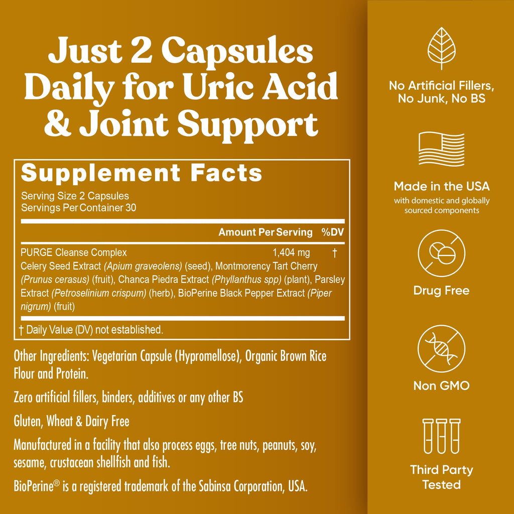 Purge Uric Acid Flush - Eu Natural Uric Acid Joint Support

