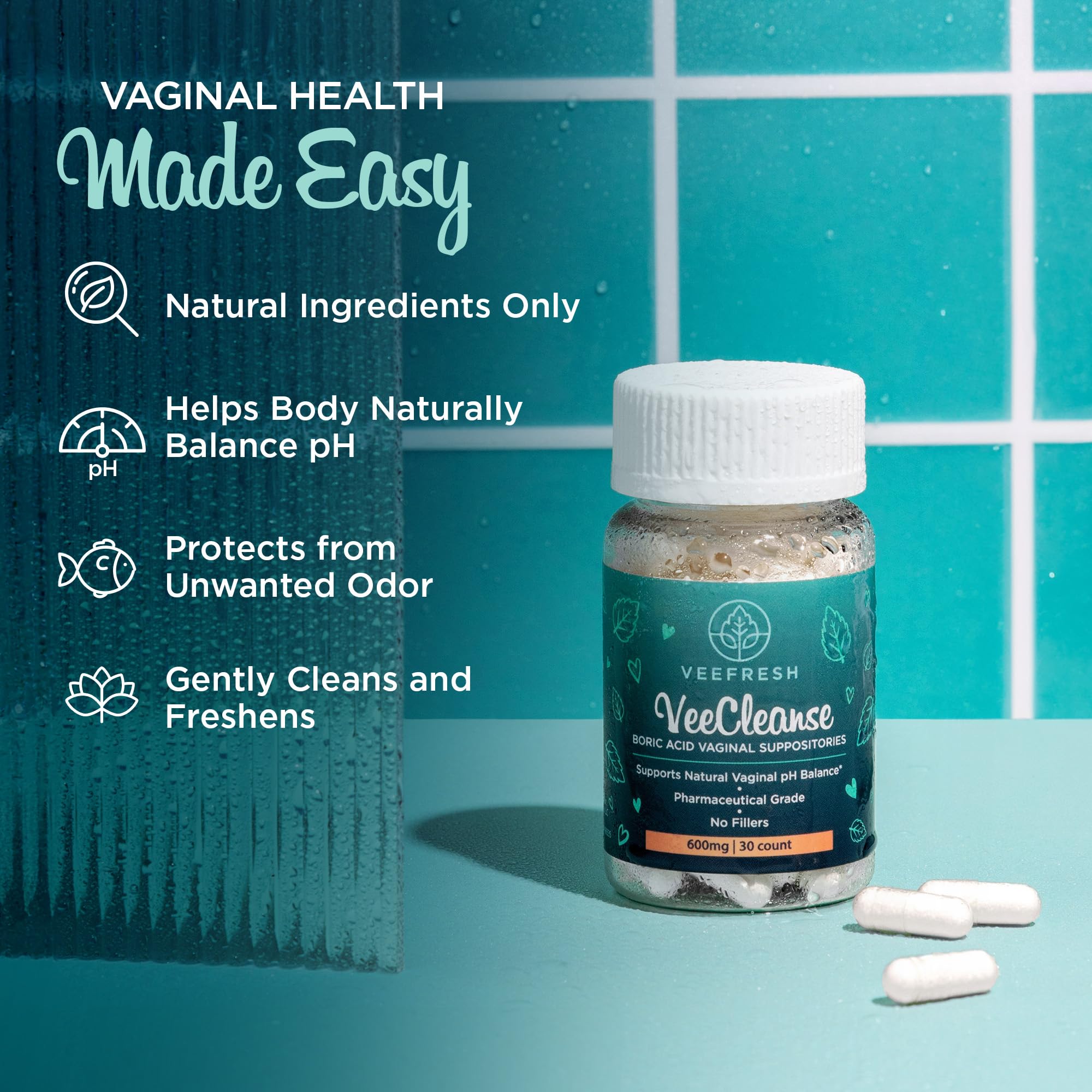 Boric Acid Vaginal Suppositories for pH Balance and Freshness

