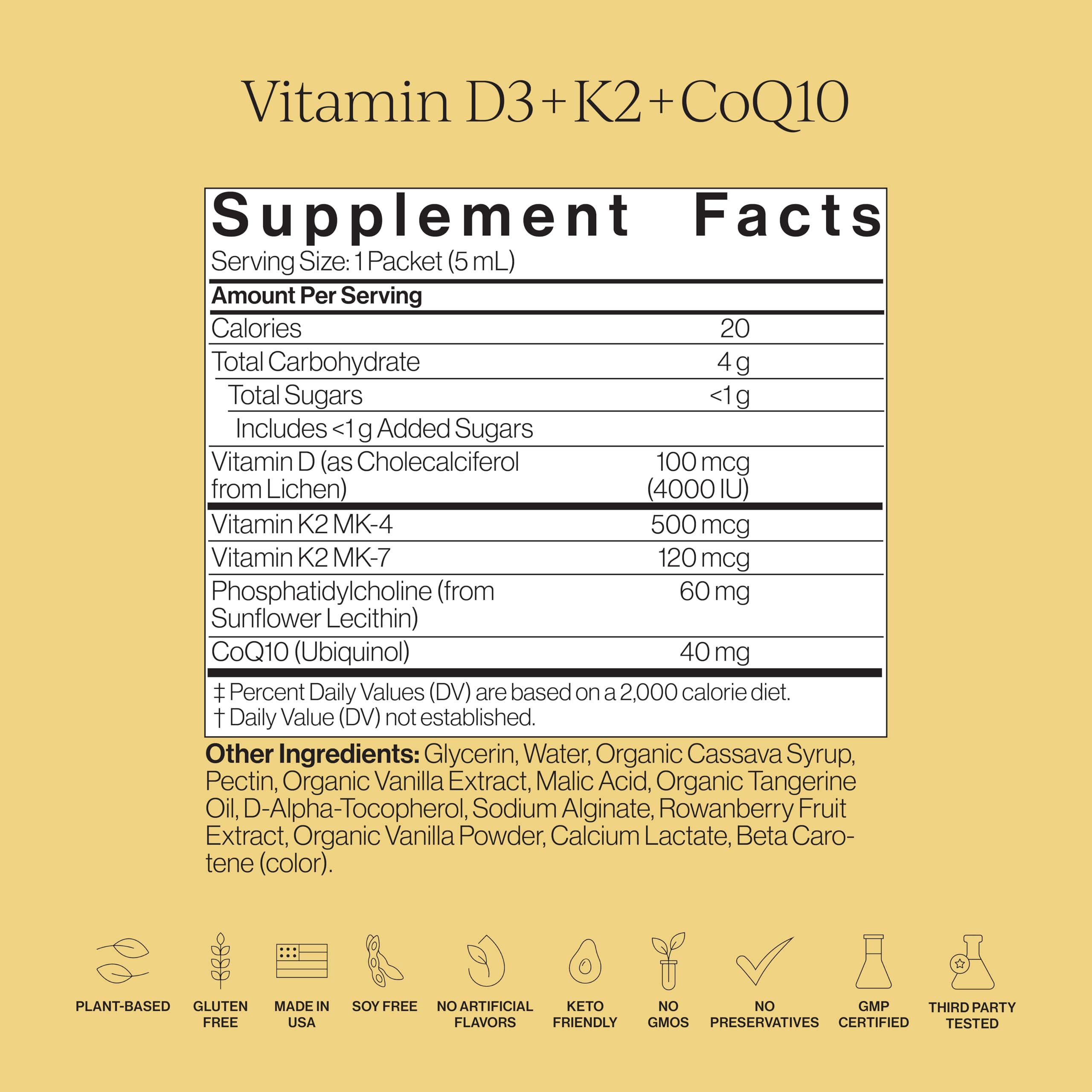 Cymbiotika Liposomal D3 + K2 + CoQ10 | Immune & Bone

