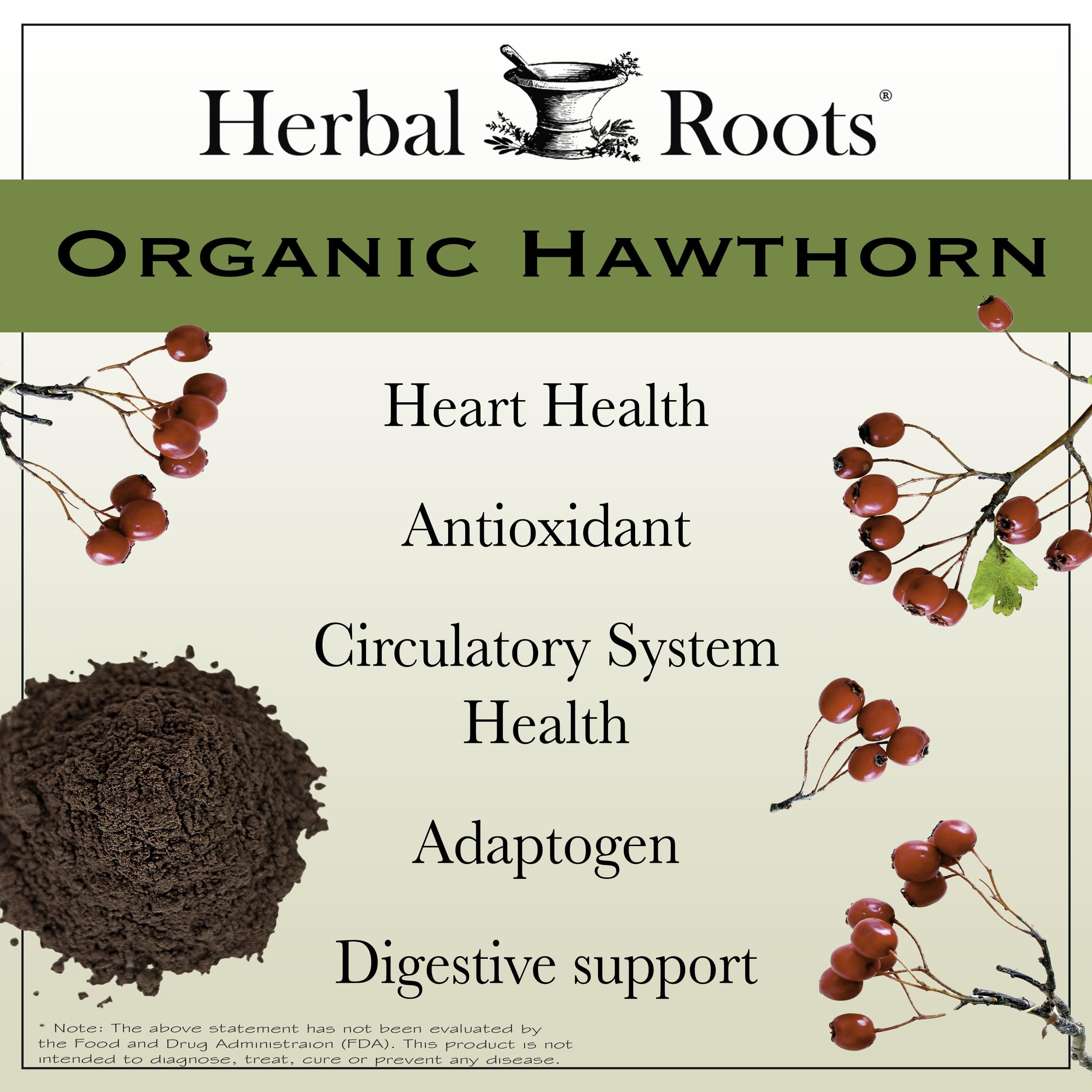 Hawthorn Berry Capsules | Herbal Roots Organic Heart Support

