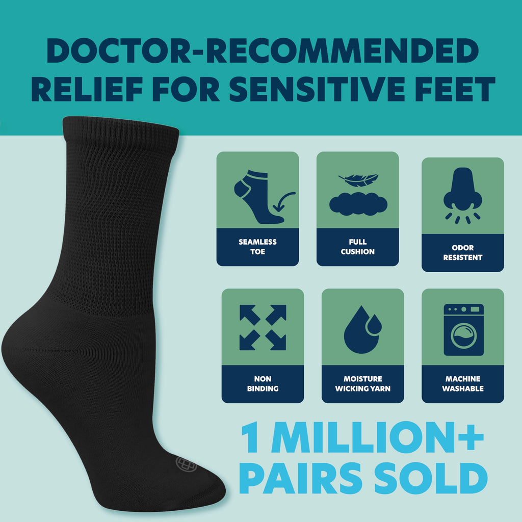 Doctor's Choice Diabetic Socks - Seamless Toe & Non-Binding Top

