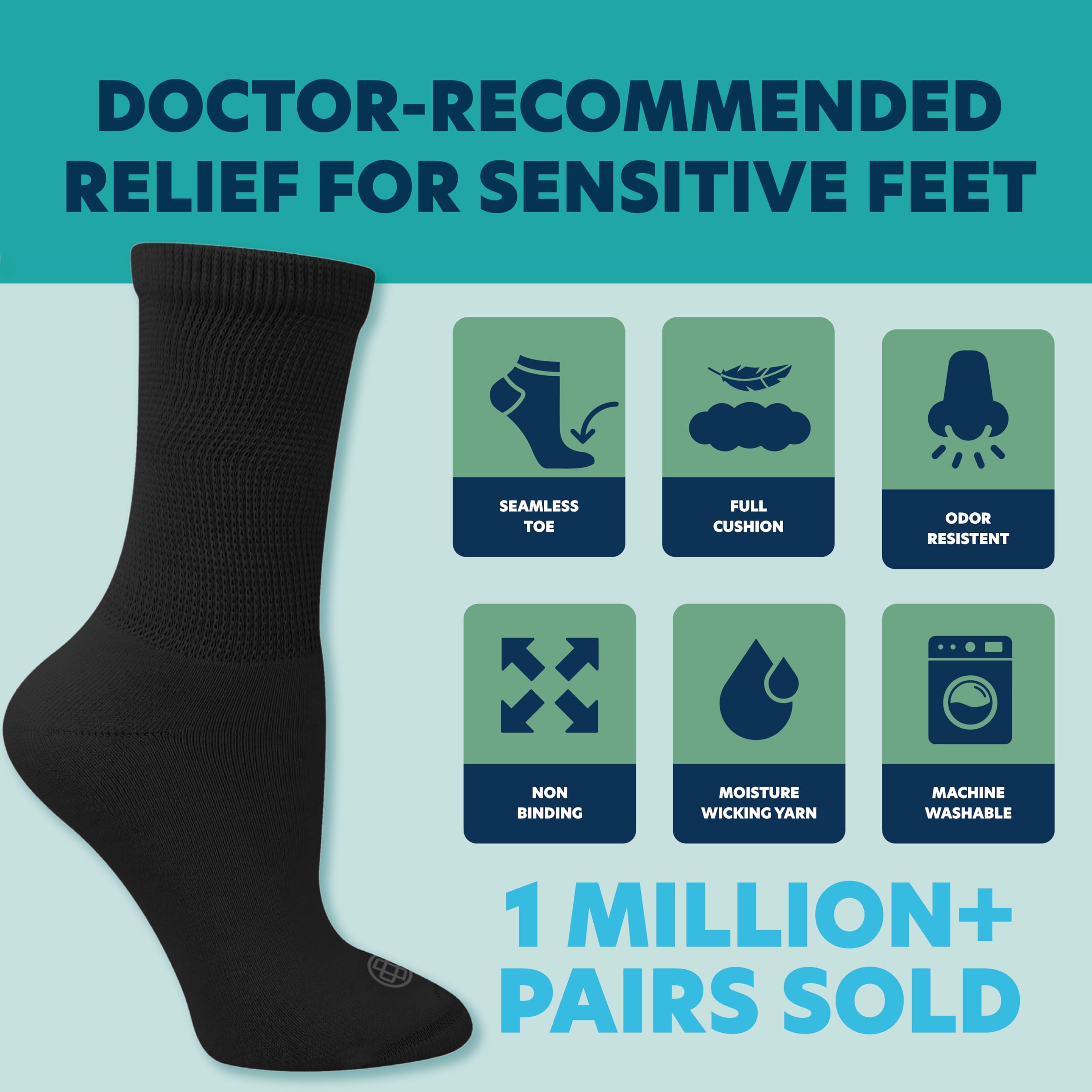 Doctor's Choice Diabetic Socks - Seamless Toe & Non-Binding Top

