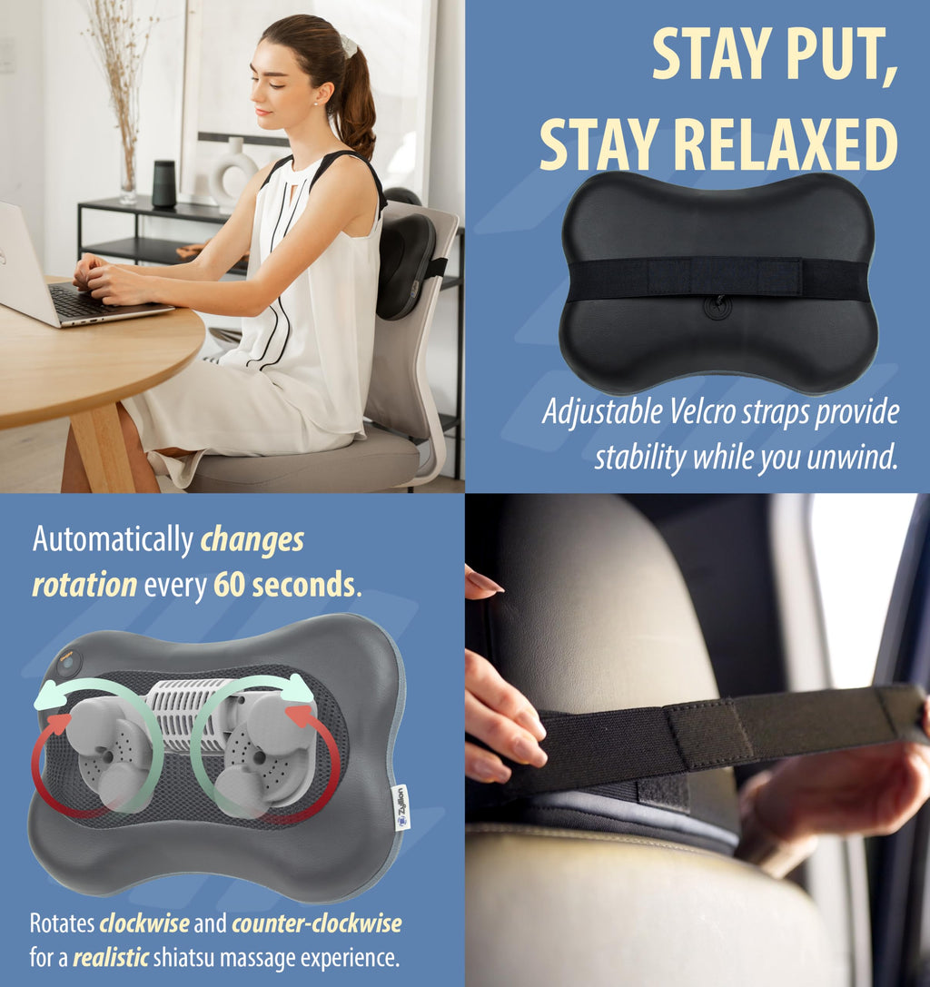 Zyllion Shiatsu Back Massager with Heat - 3D Kneading Pillow

