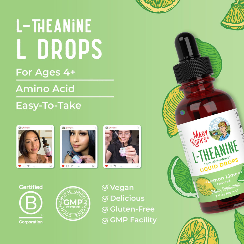 MaryRuth's L-Theanine Liquid Drops 200 mg | Mood Support

