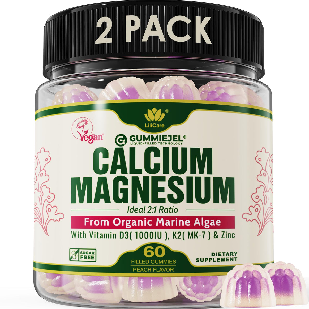 Sustainably Organic Plant Based Calcium Gummies with D3 K2 Zinc