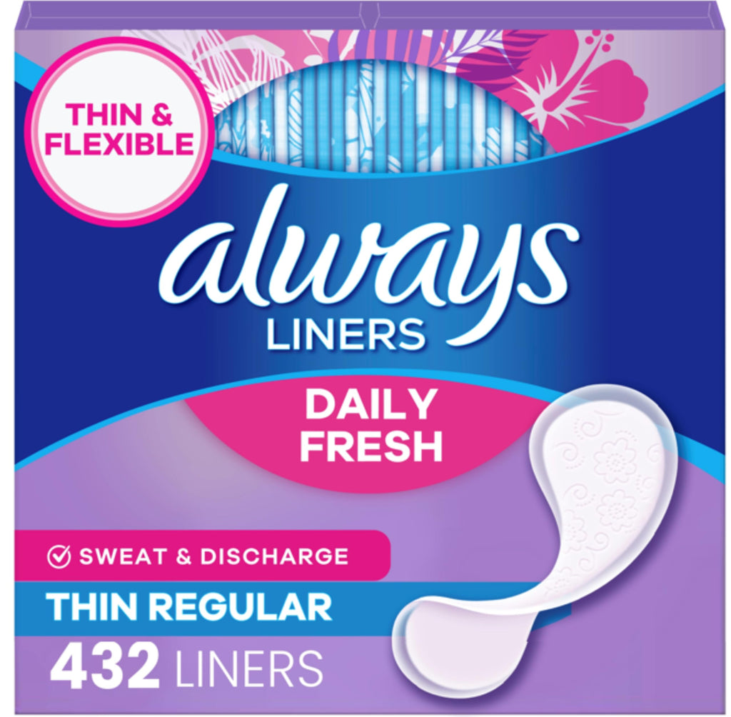 Always Daily Fresh Thin Panty Liners Edge-to-Edge Adhesive

