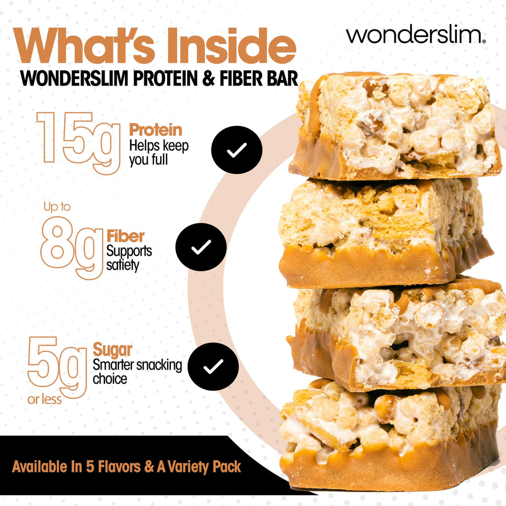 Wonderslim High Fiber Protein Bars – 15g Protein, Gluten Free

