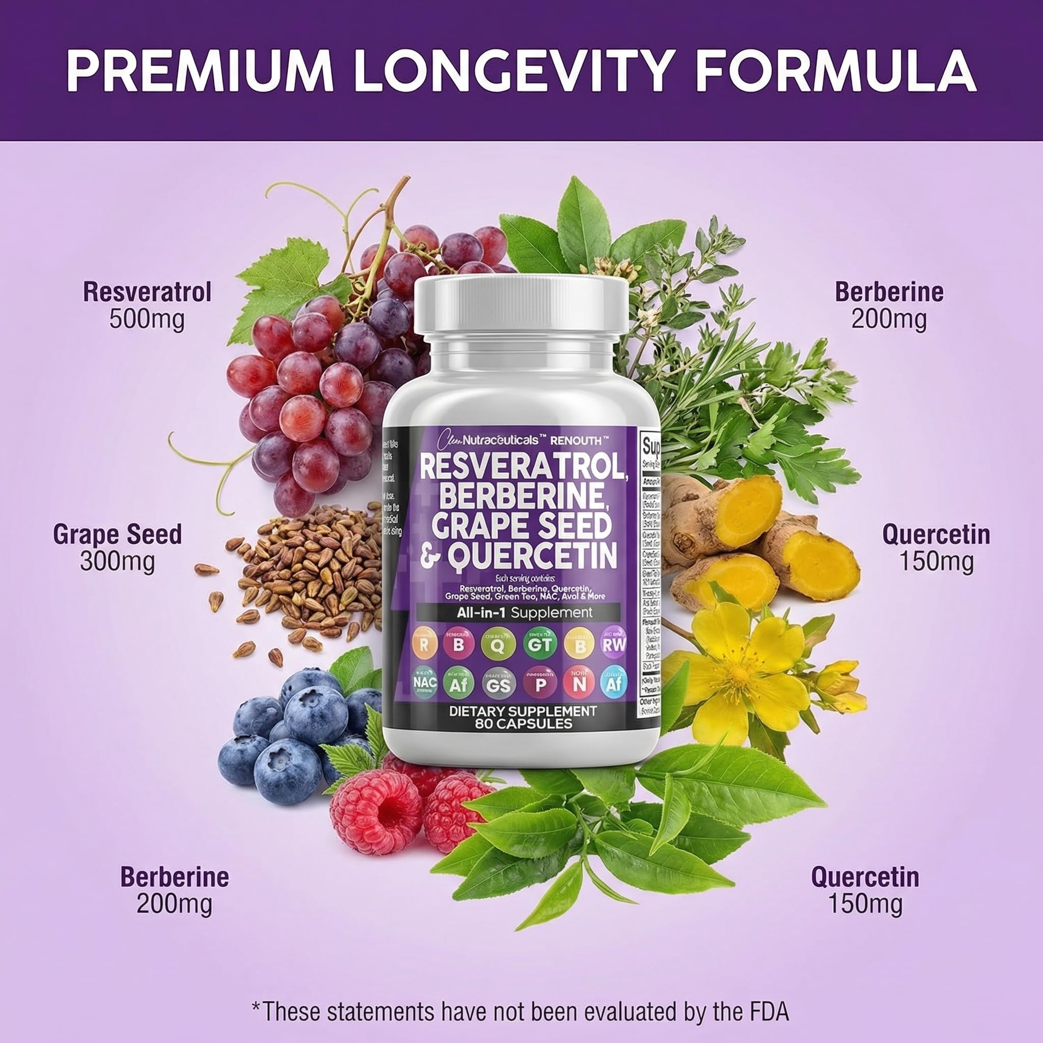 Clean Nutra Resveratrol & Berberine Polyphenol Supplement

