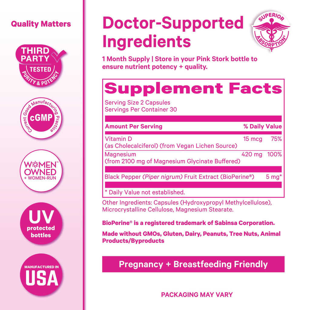 Pink Stork Magnesium Glycinate with Vitamin D for Women

