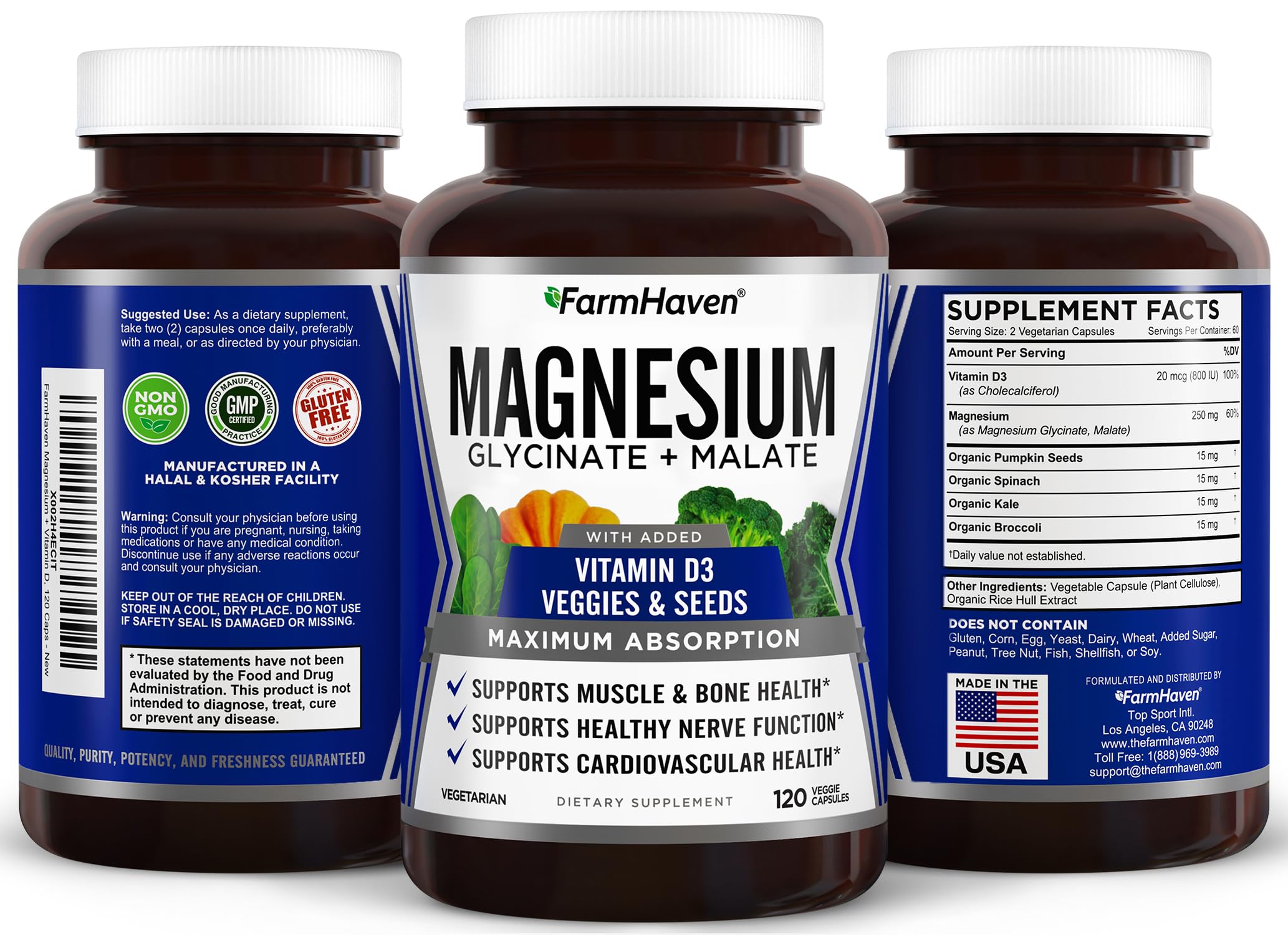 FarmHaven Magnesium Complex Glycinate Malate | Vitamin D3

