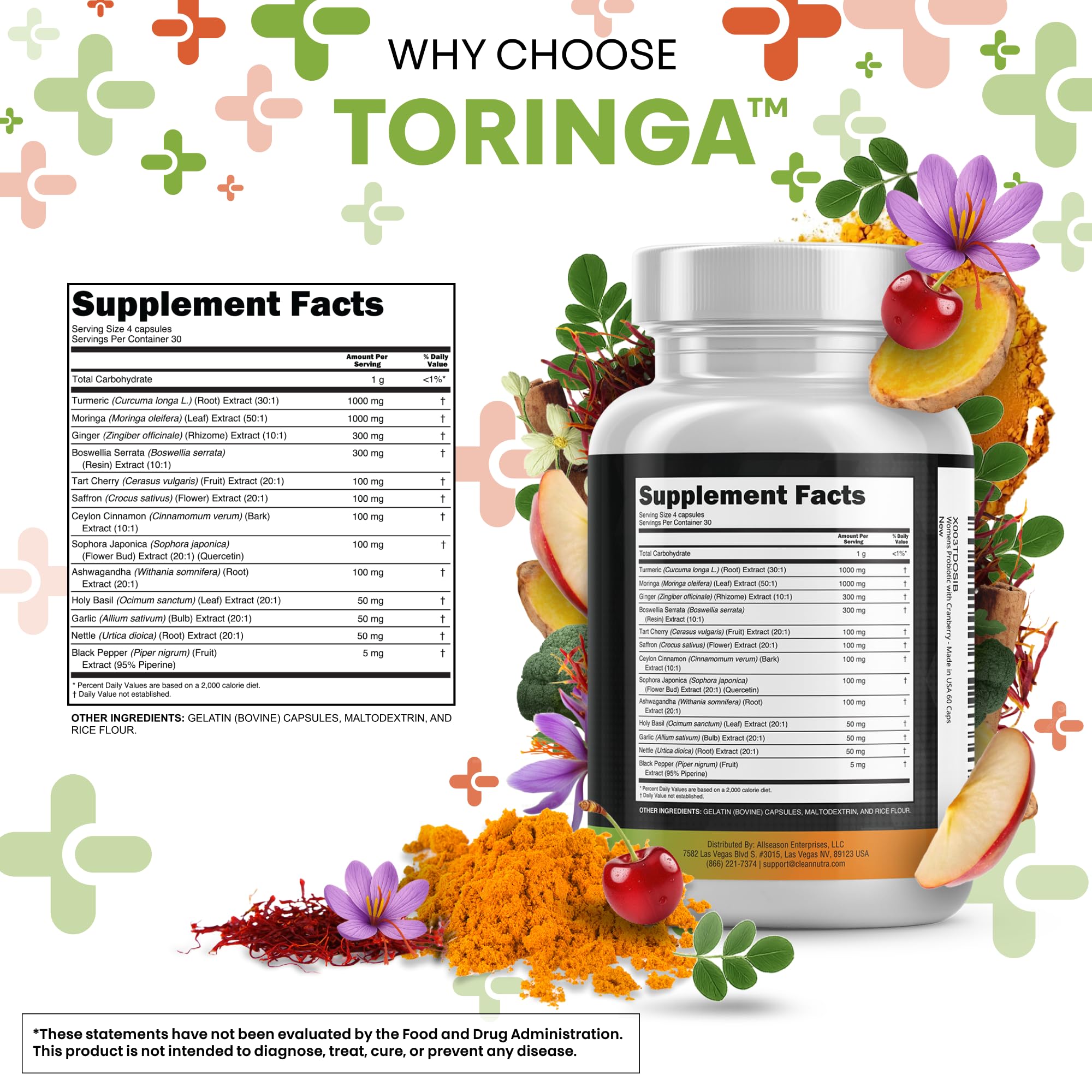Clean Nutra All-in-One Turmeric Moringa Supplement

