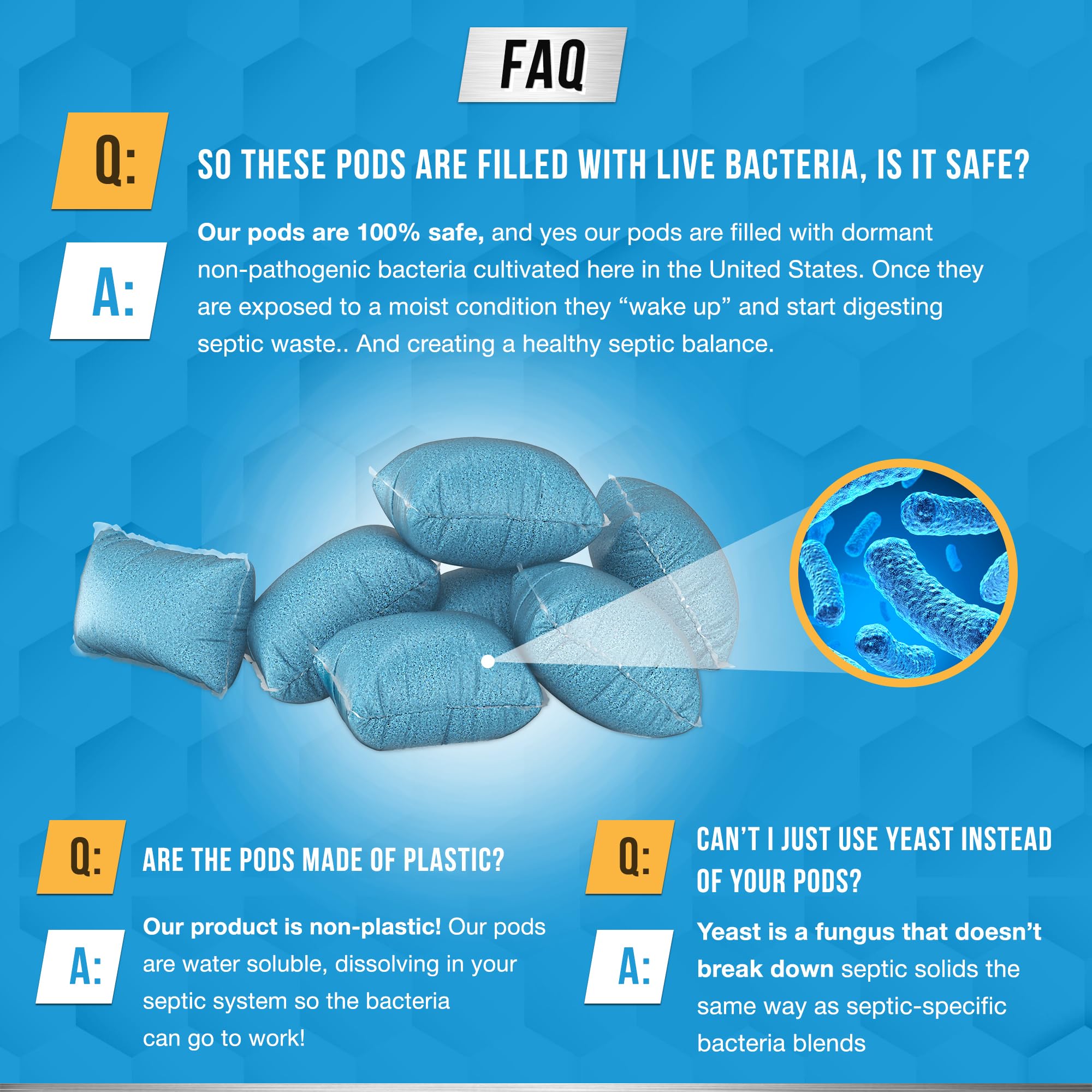 Septic Tank System Treatment Pods - Enzyme Bacteria

