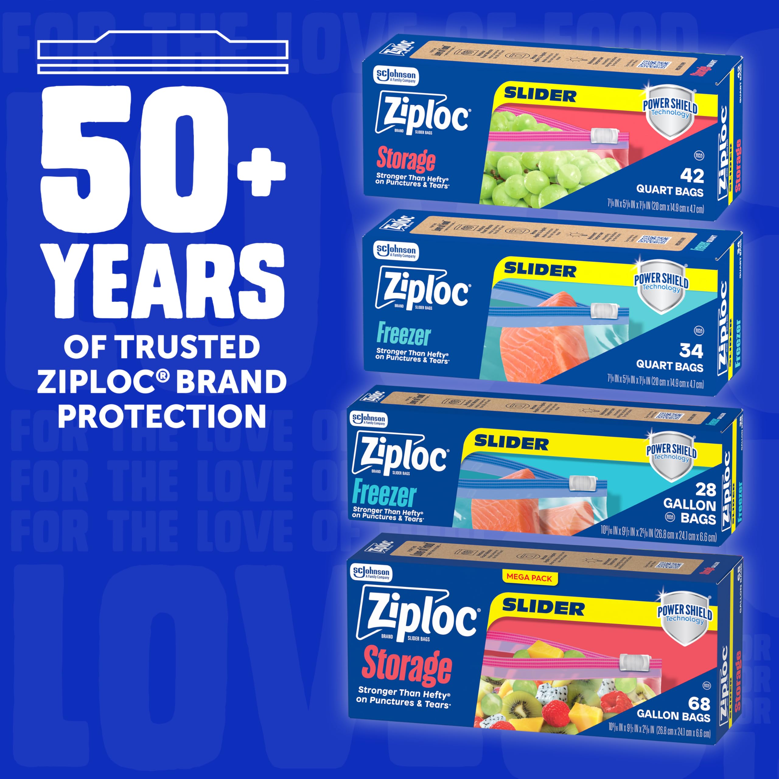 Ziploc Quart Freezer Slider Bags - Durable Food Storage

