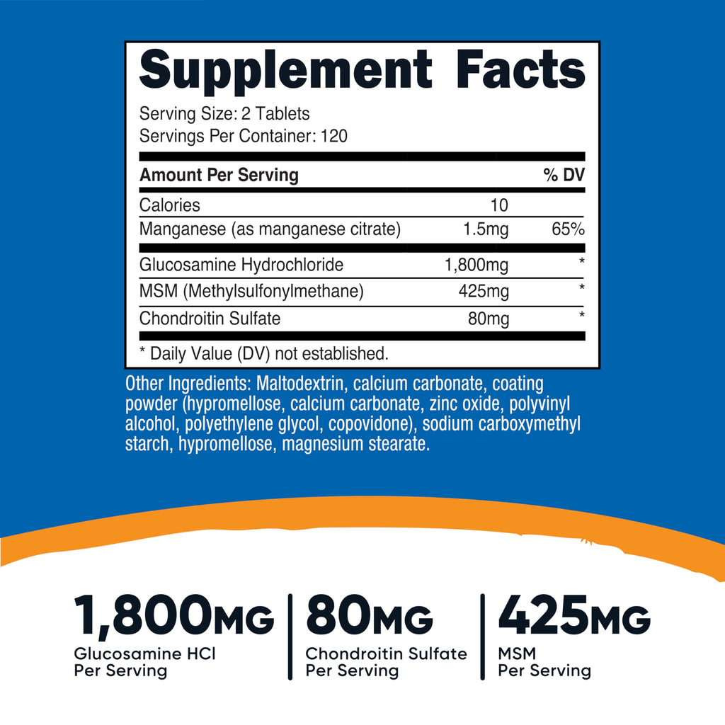 Nutricost Glucosamine HCl 1800mg with Chondroitin & MSM

