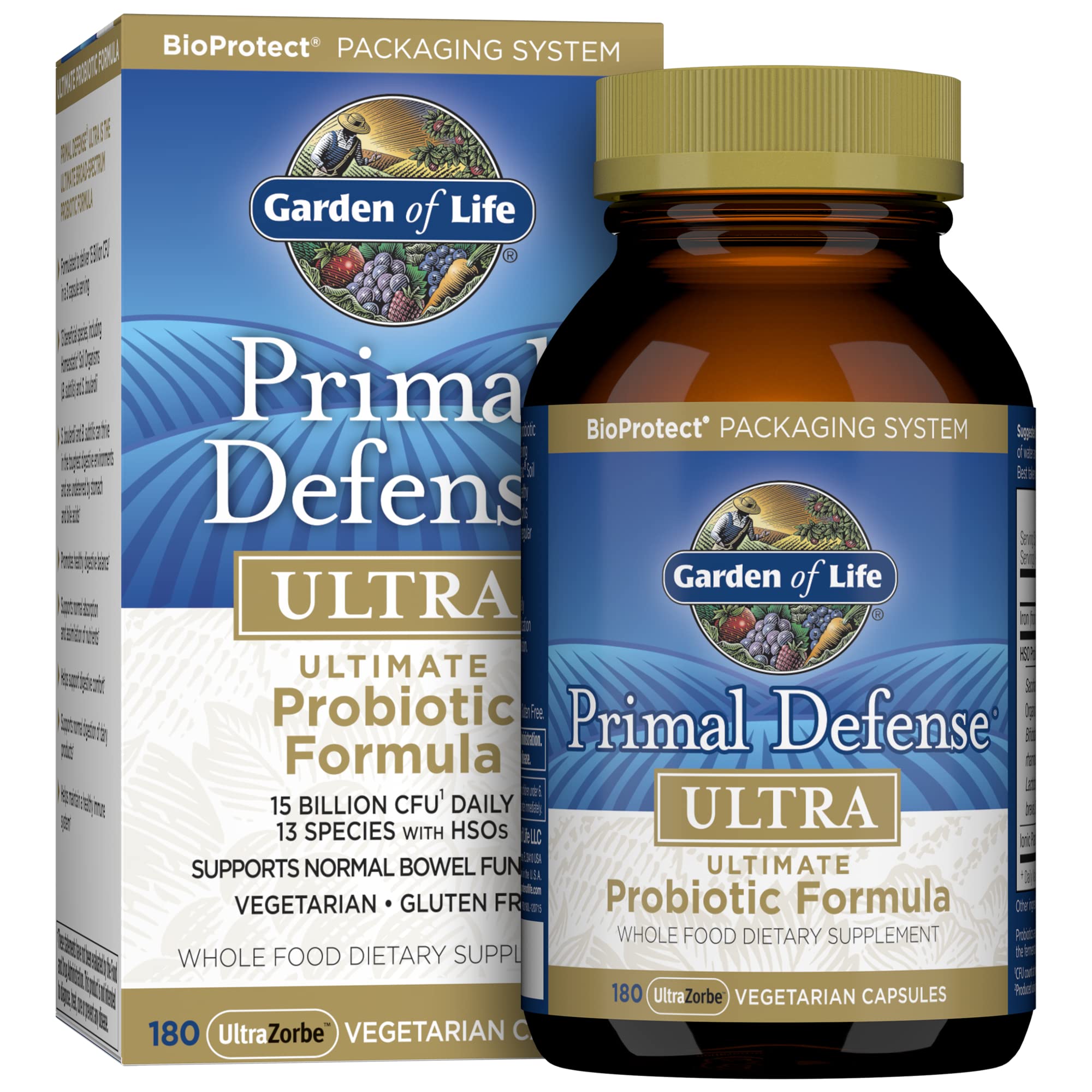 Garden of Life Primal Defense Ultra Probiotics – 15B CFU, 13 Strains, HSOs
