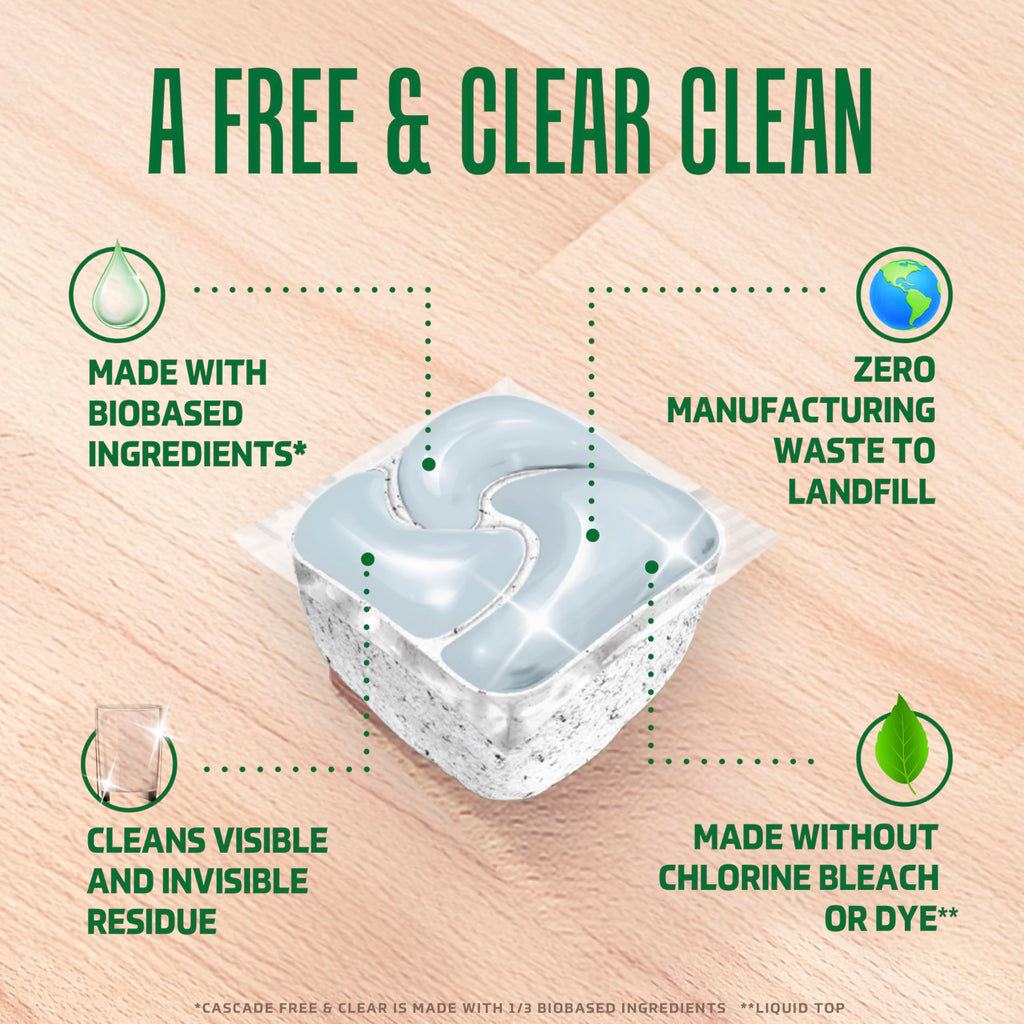 Dishwasher Pods Cascade Free & Clear - Unscented


