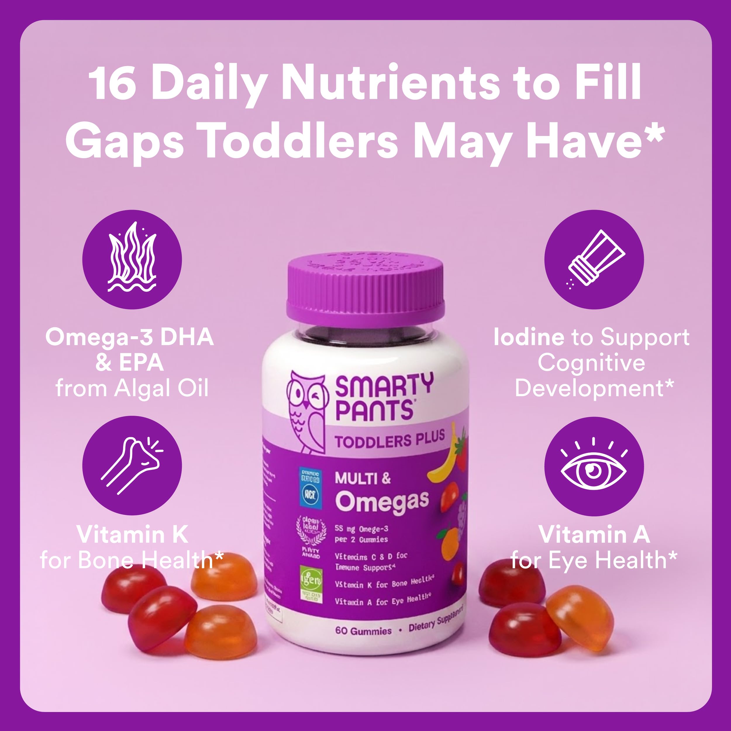 SmartyPants Toddler Multivitamin Gummies with Omega-3

