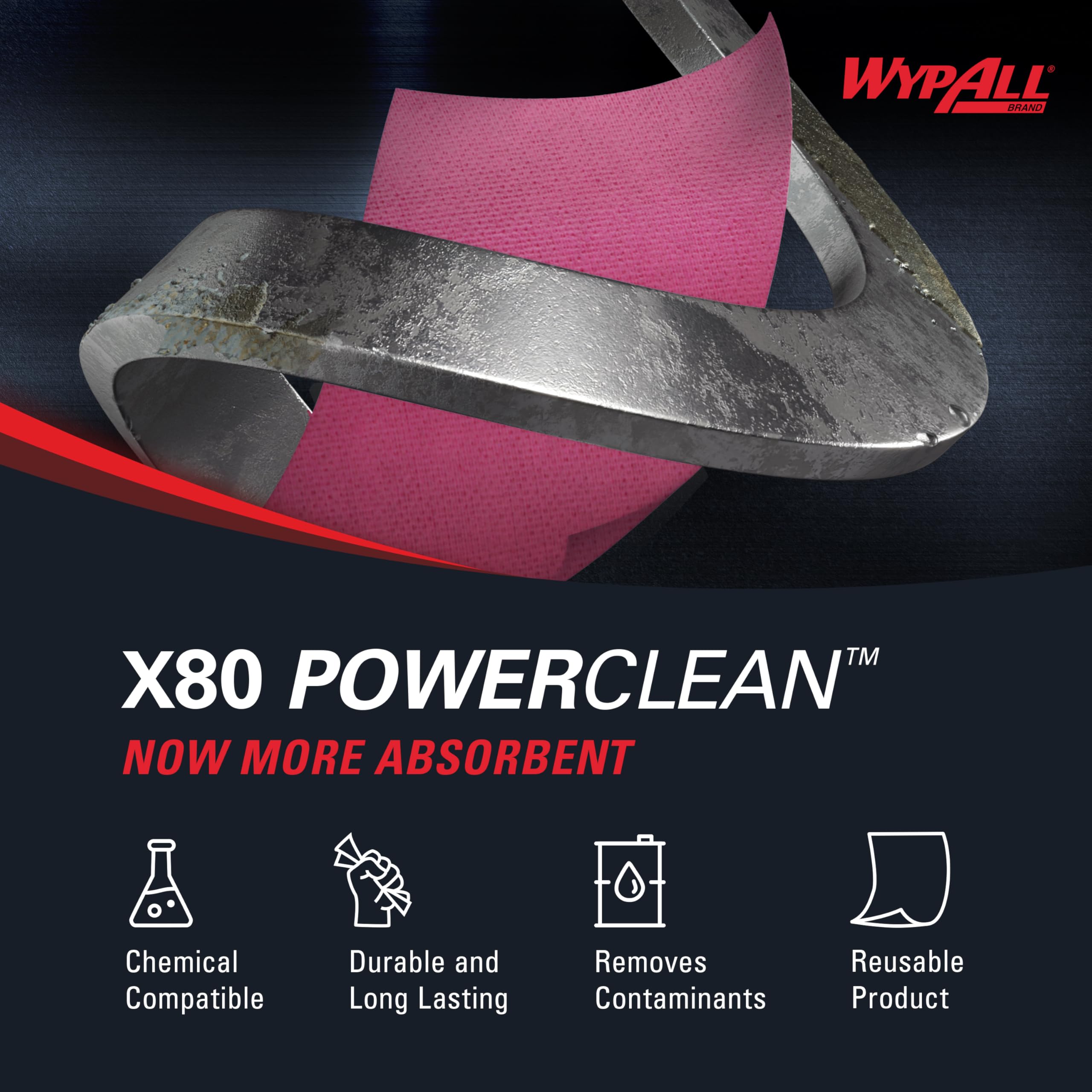 WypAll PowerClean X80 Heavy Duty Cloths | Industrial Cleaning


