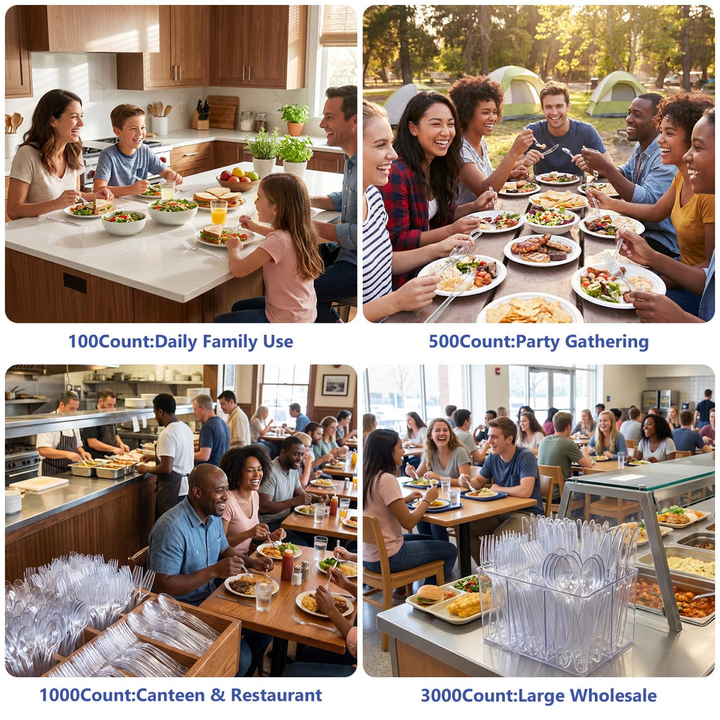 SACATR Heavy Duty Plastic Forks BPA-Free Disposable Cutlery

