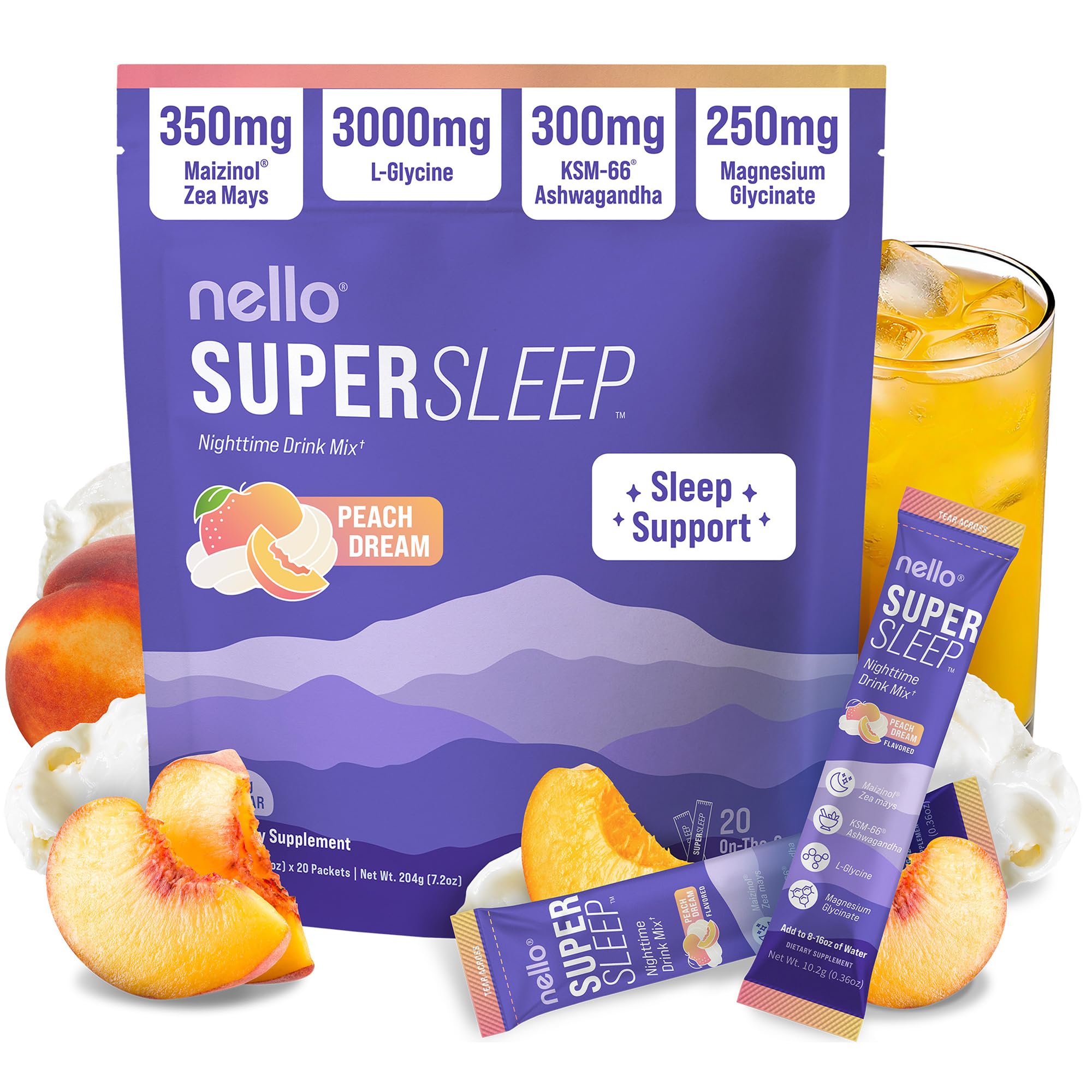 Nello Supersleep Sleep Support Drink Mix | Peach Dream

