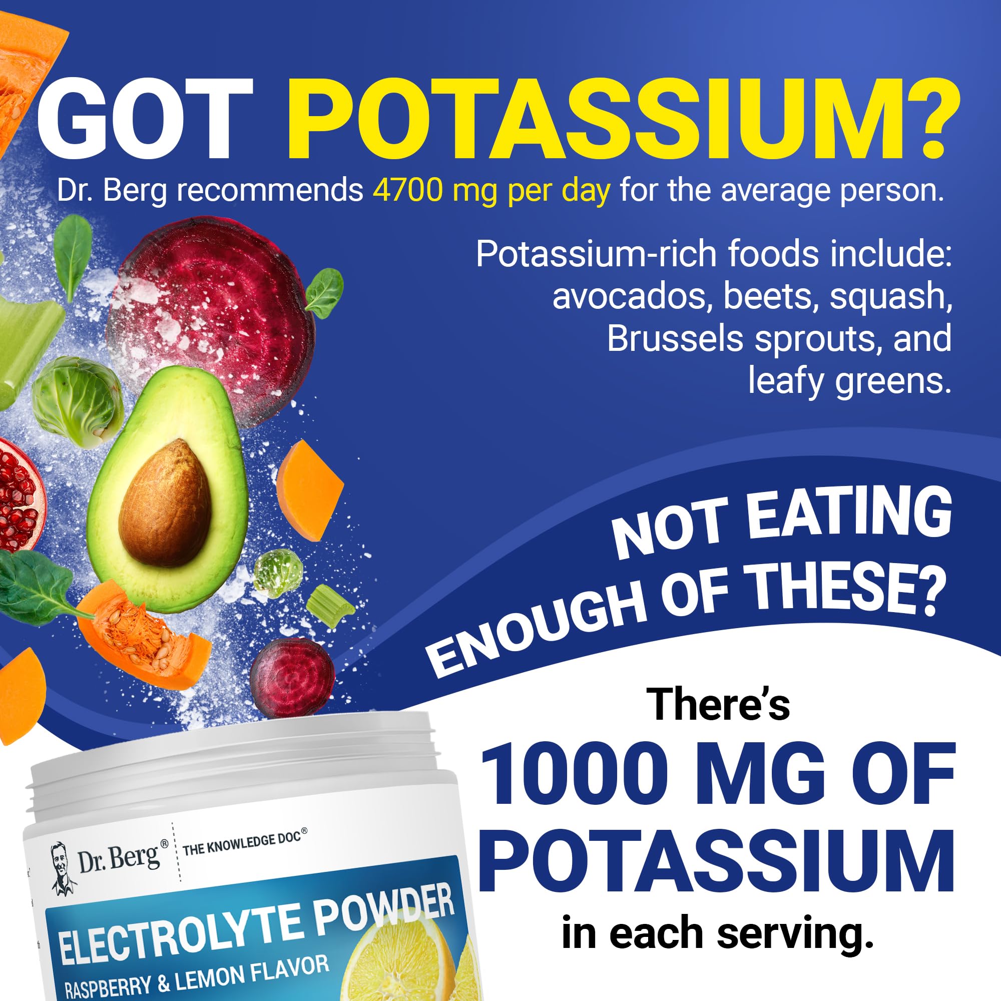 Dr. Berg Zero Sugar Hydration Electrolyte Powder | Potassium 1000 mg

