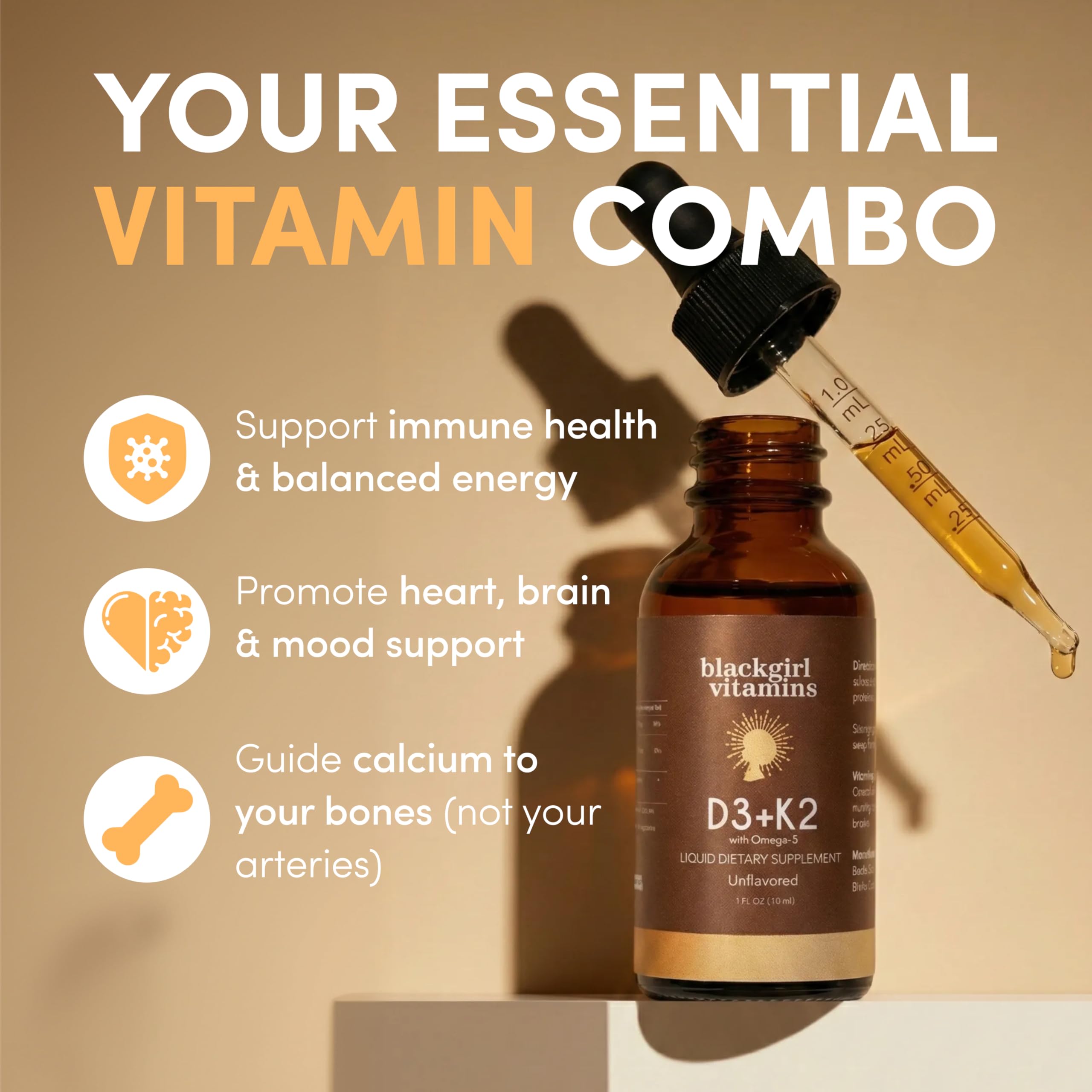 D3 K2 Liquid Drops by Black Girl Vitamins – Immune Support

