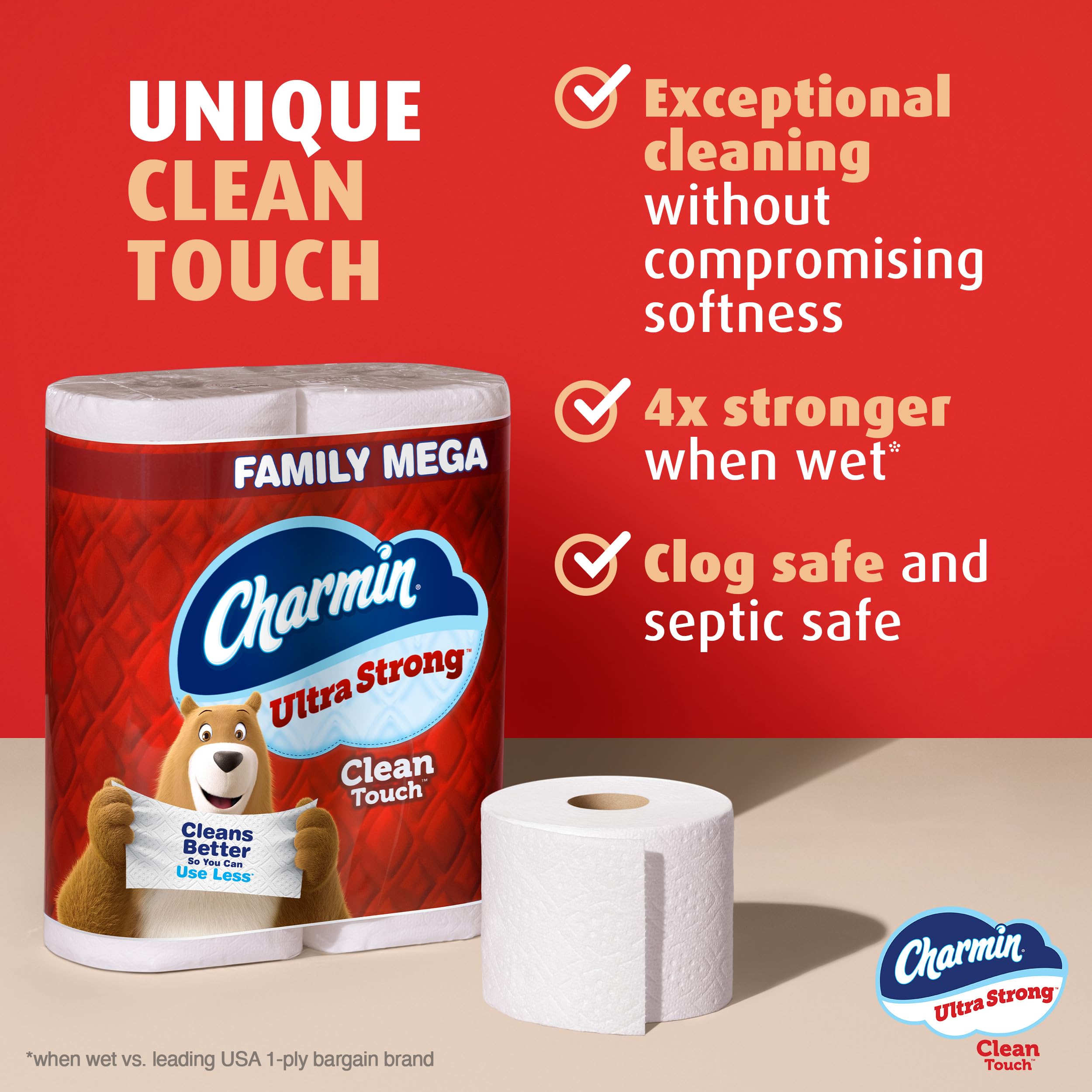 Charmin Ultra Strong Clean Touch Toilet Paper | 4x Stronger

