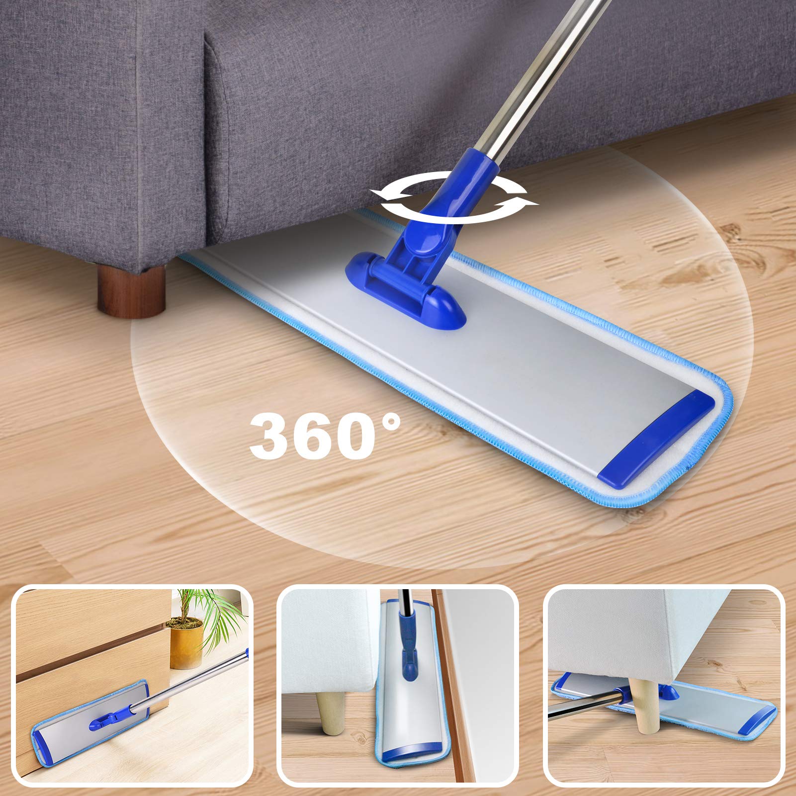 18in Microfiber Flat Mop Cleaning System | Stainless Steel Handle

