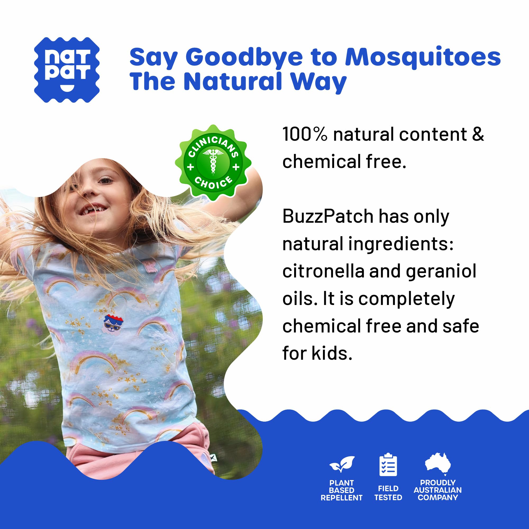 NATPAT BuzzPatch Mosquito Patch Stickers for Kids

