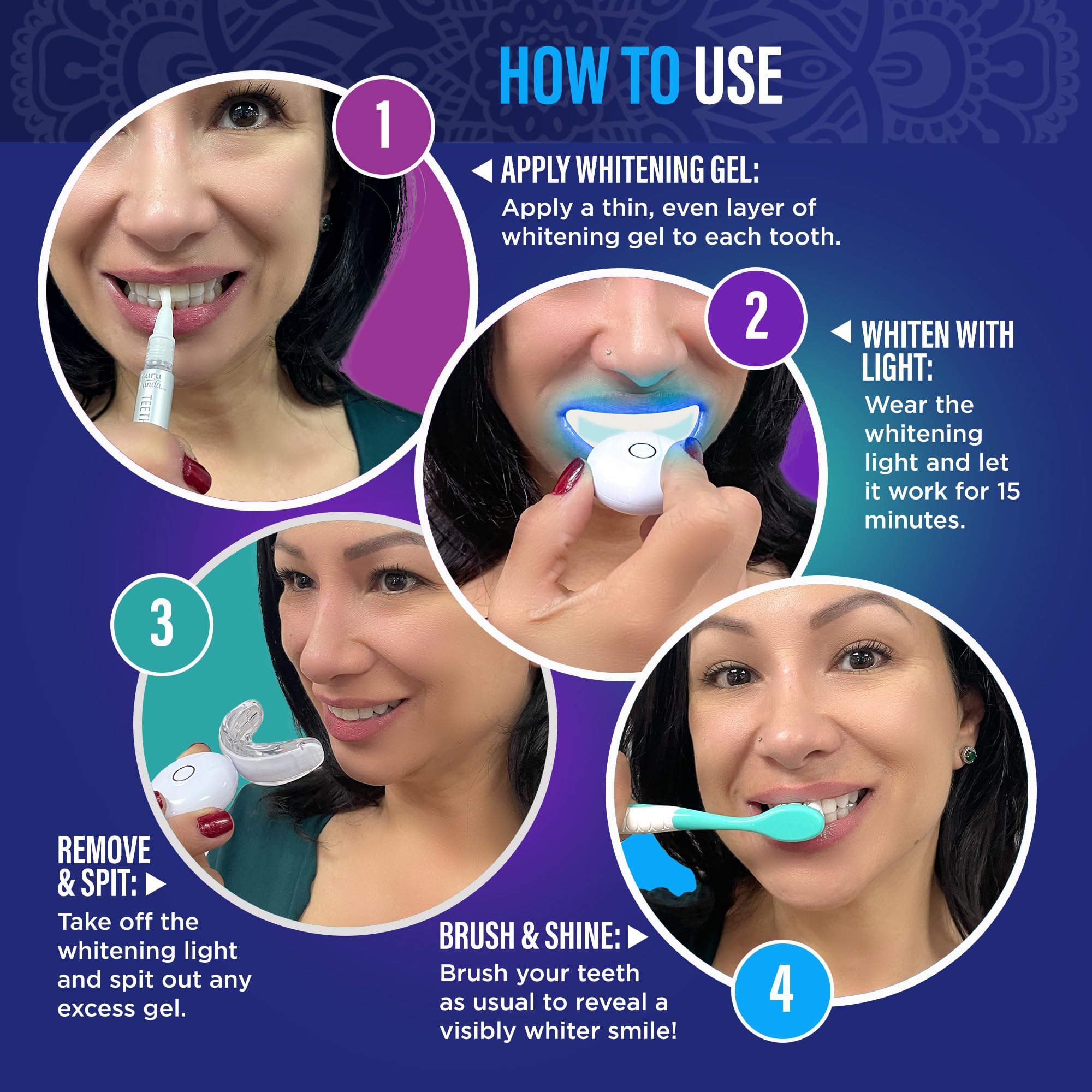 GuruNanda Teeth Whitening Kit with LED Light

