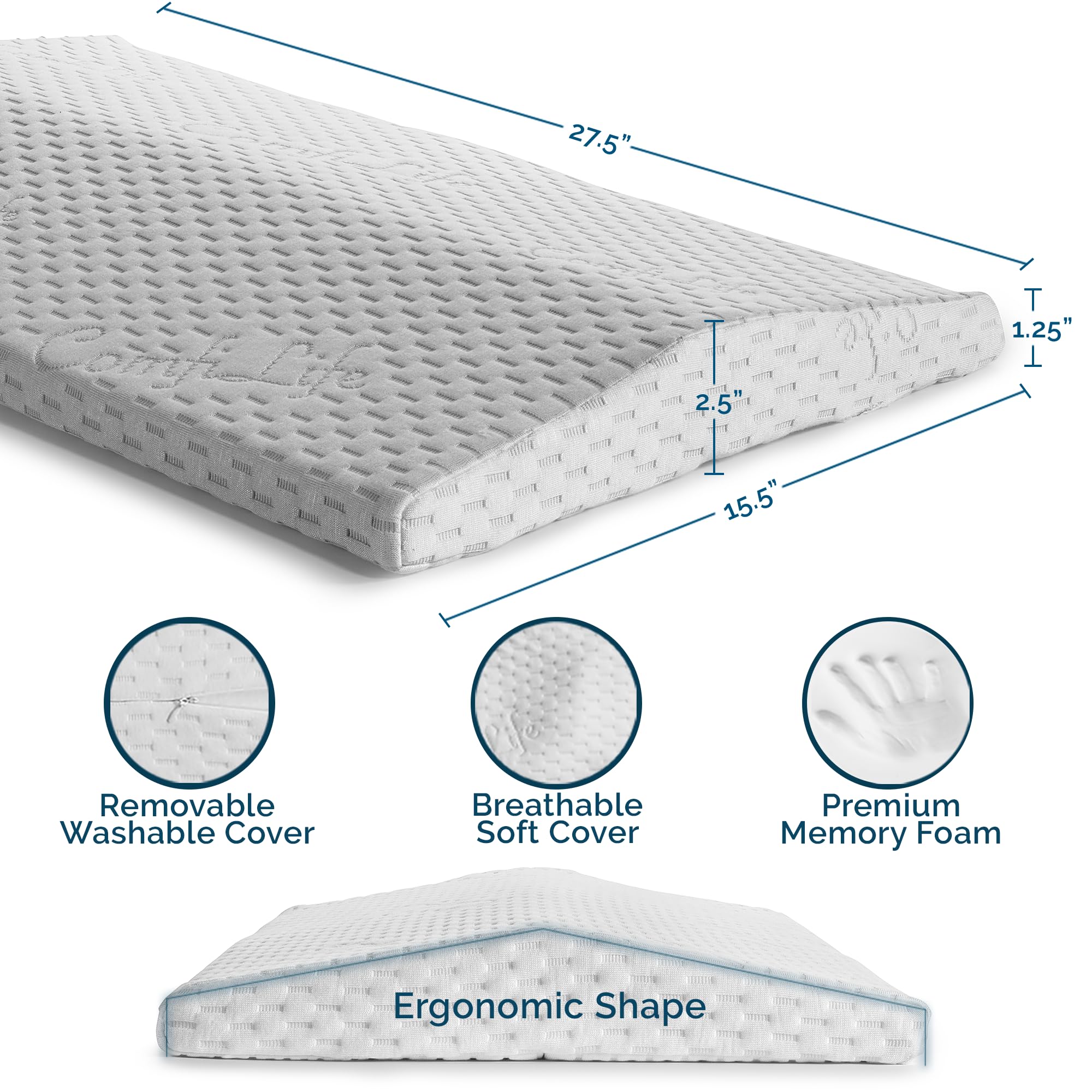 ComfiLife Lumbar Support Pillow - Memory Foam for Back Pain

