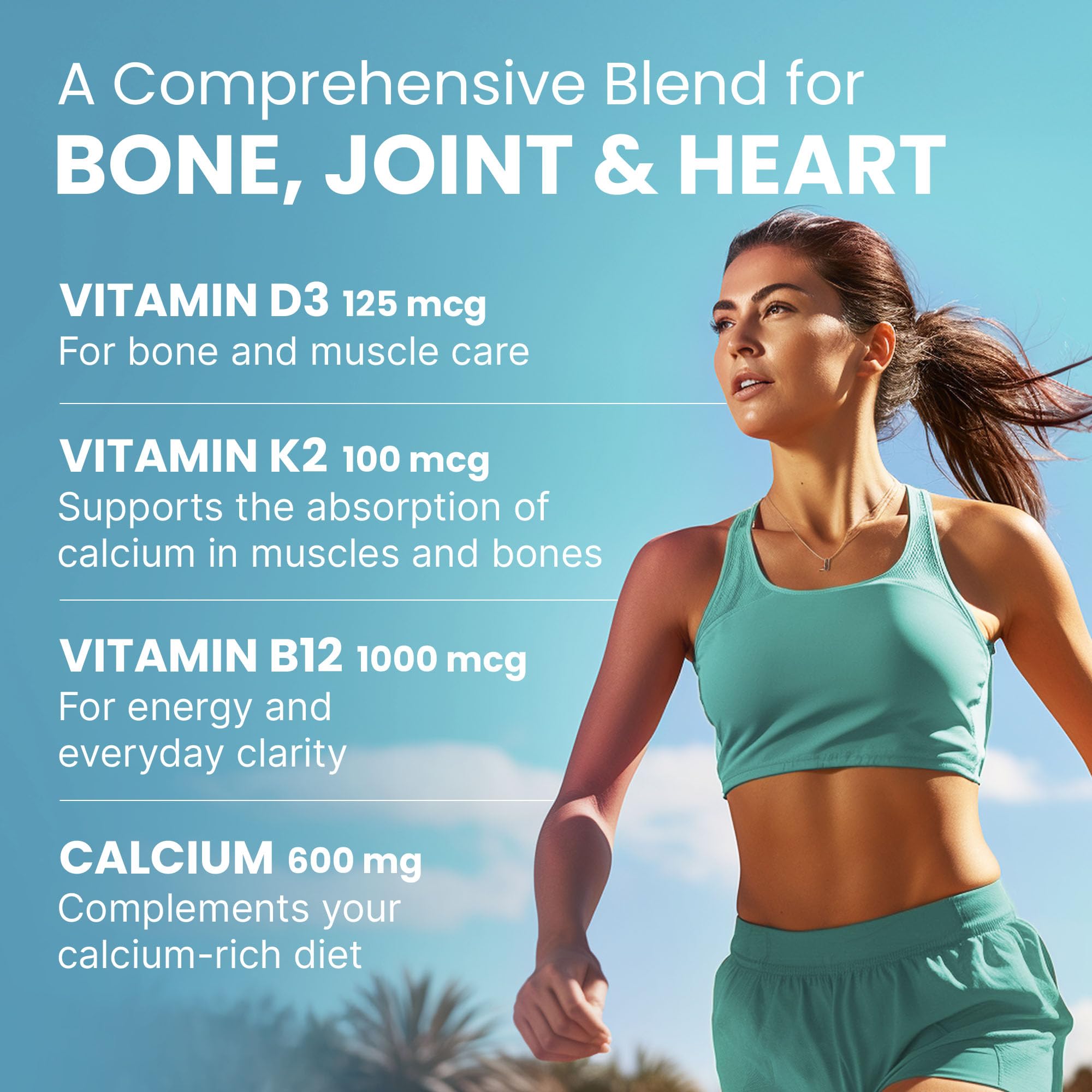 Calcium Citrate with D3 & K2 for Adults - Vegan Supplement

