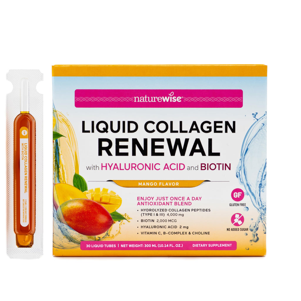 NatureWise Hydrolyzed Liquid Collagen 4000mg for Skin, Hair & Nails