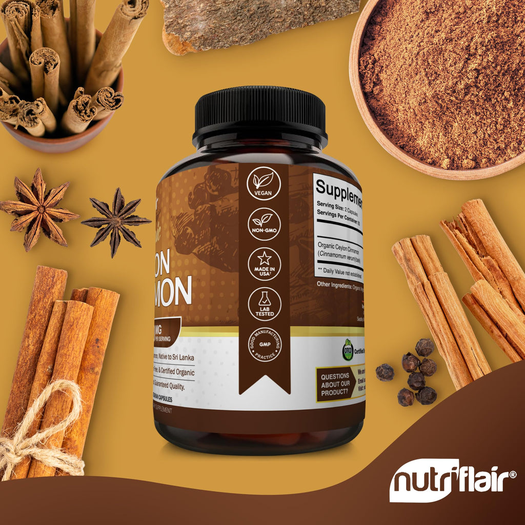 NutriFlair Organic Ceylon Cinnamon Supplement - USDA Organic

