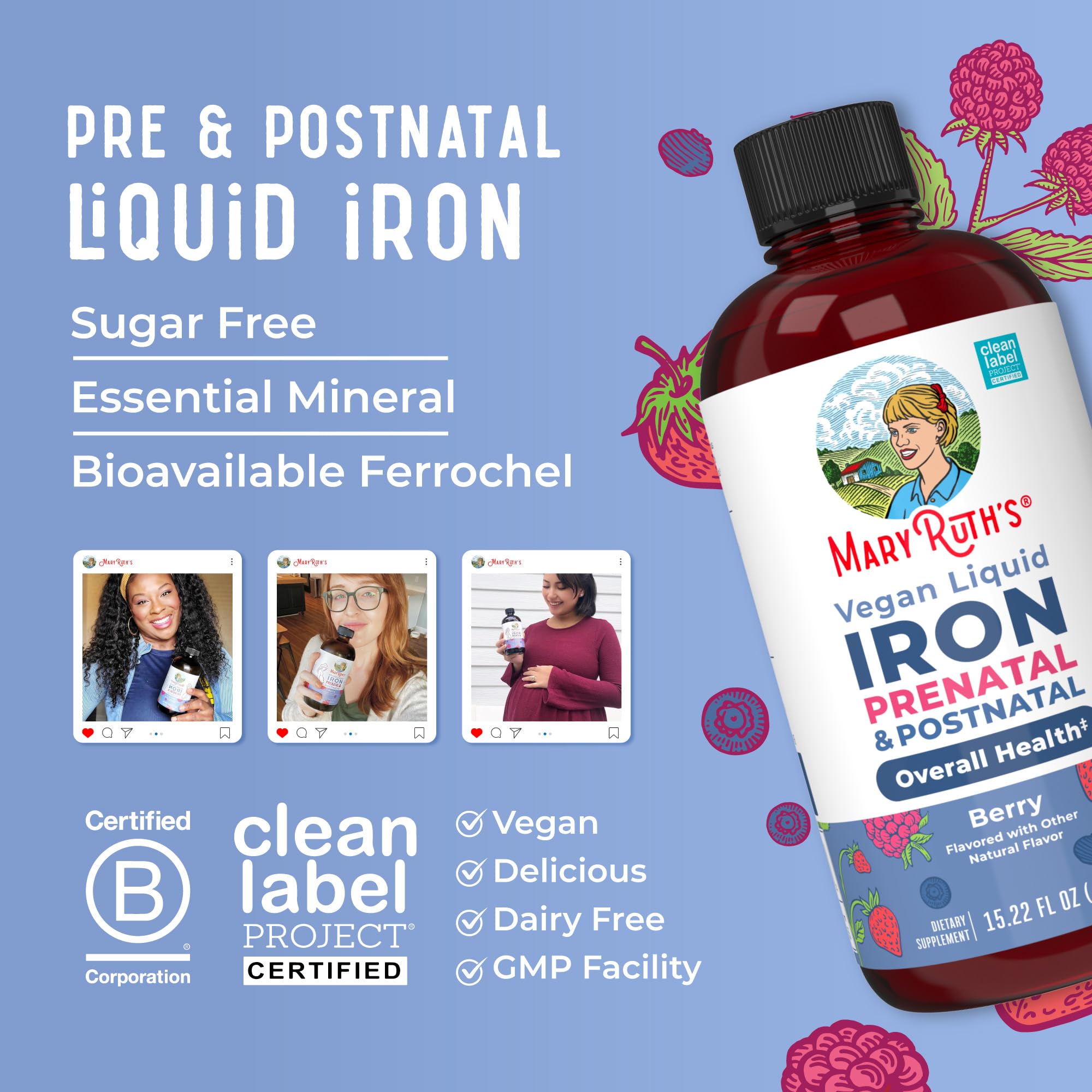 MaryRuth’s Prenatal Iron Liquid | Ferrochel Bioavailable Iron

