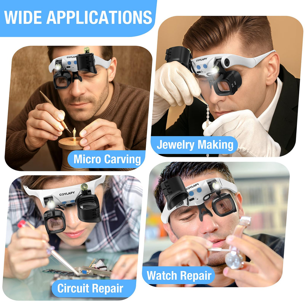 COYLAPY Magnifying Glasses with Light and Interchangeable Lenses

