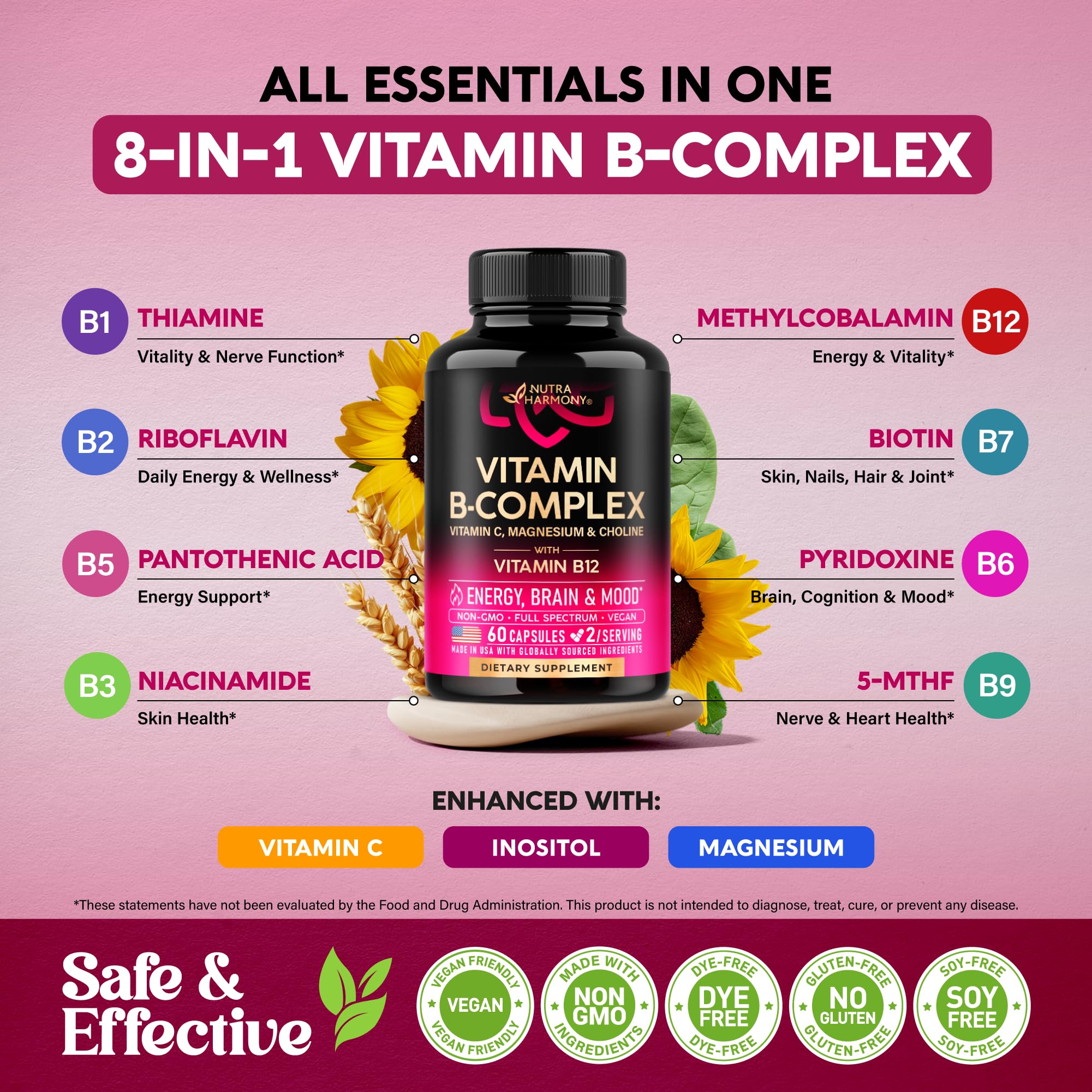 Vitamin B Complex for Men & Women | USA Made

