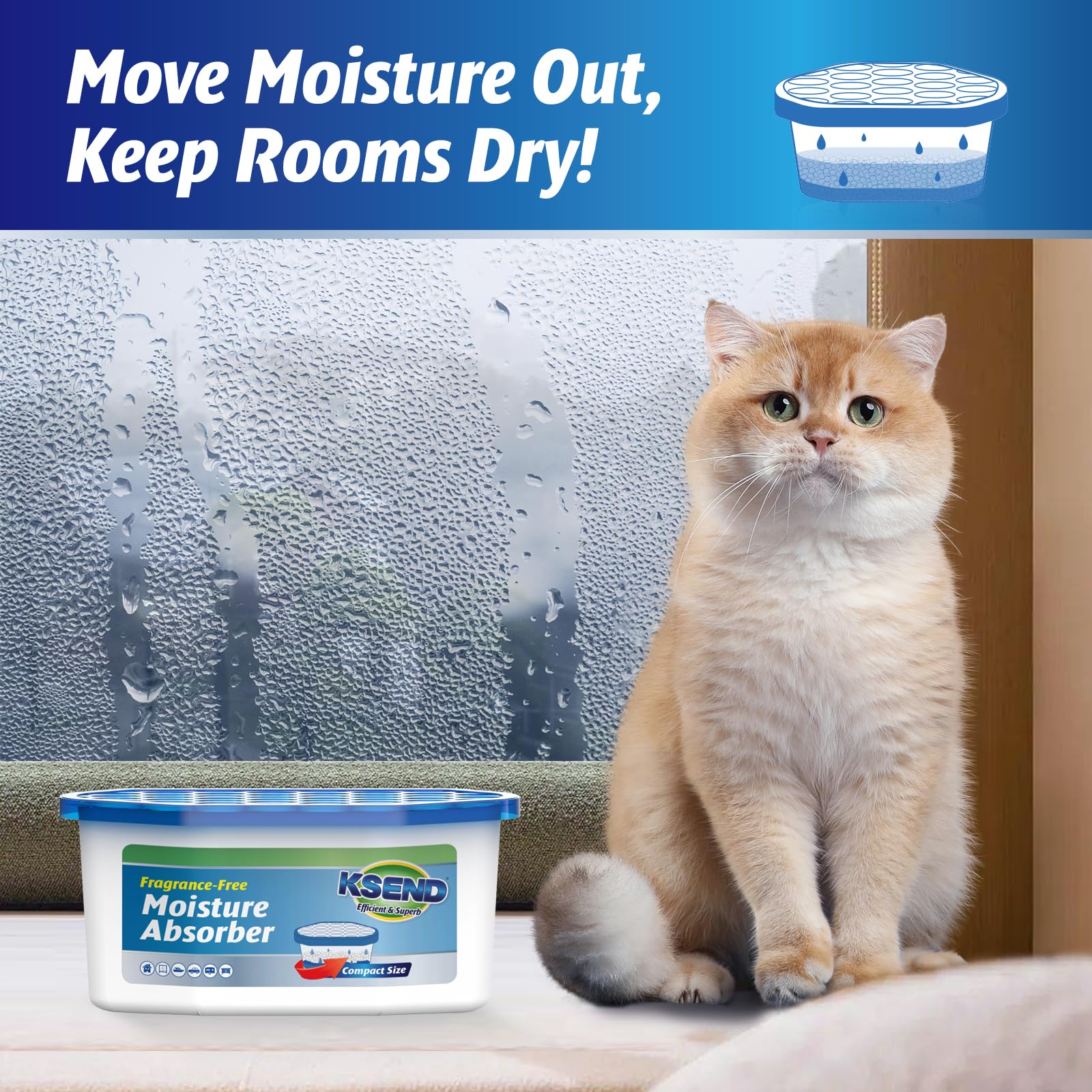 Ksend Moisture Absorber - Compact Closet Dehumidifier


