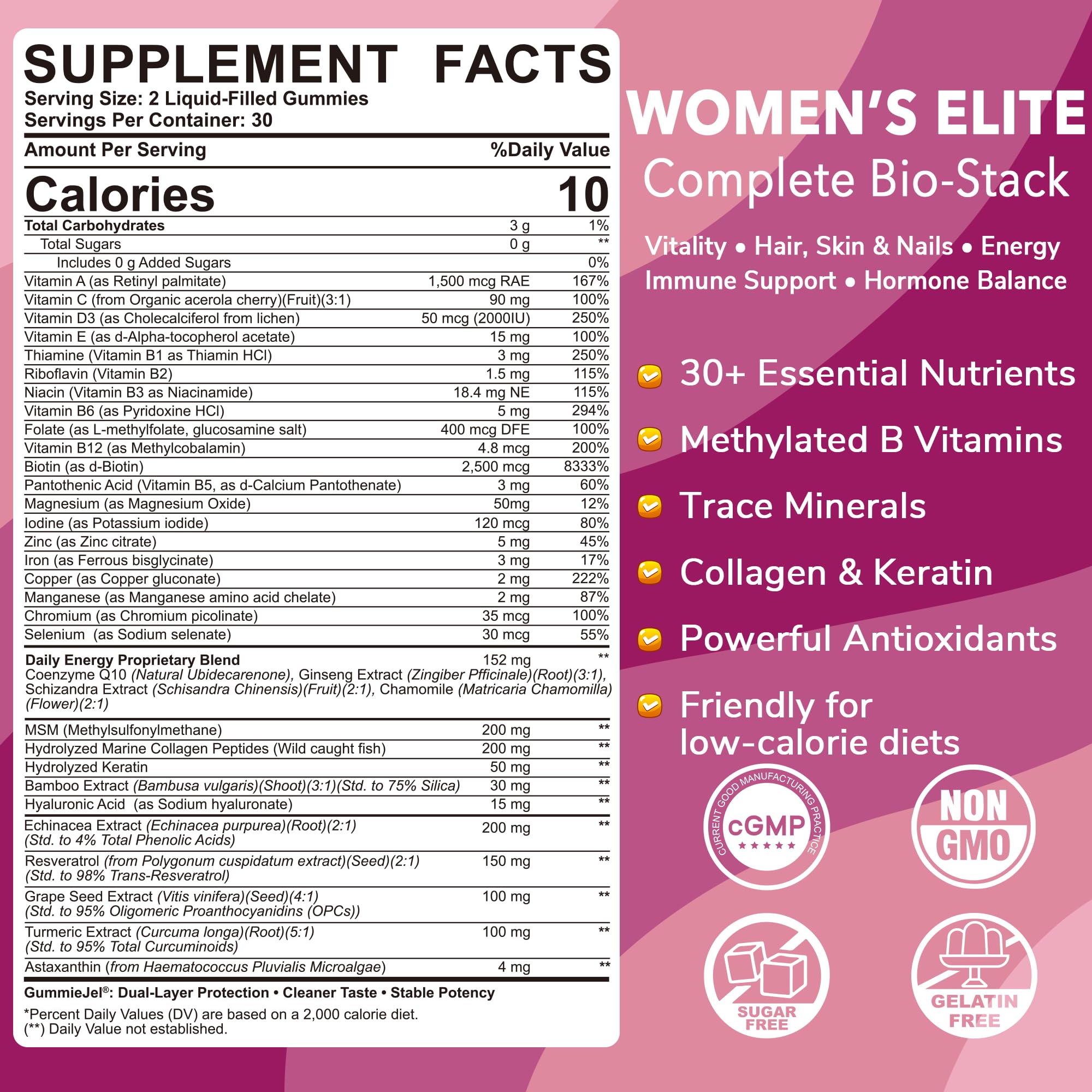 Lilicare Women's Multivitamin Gummies | Methylfolate

