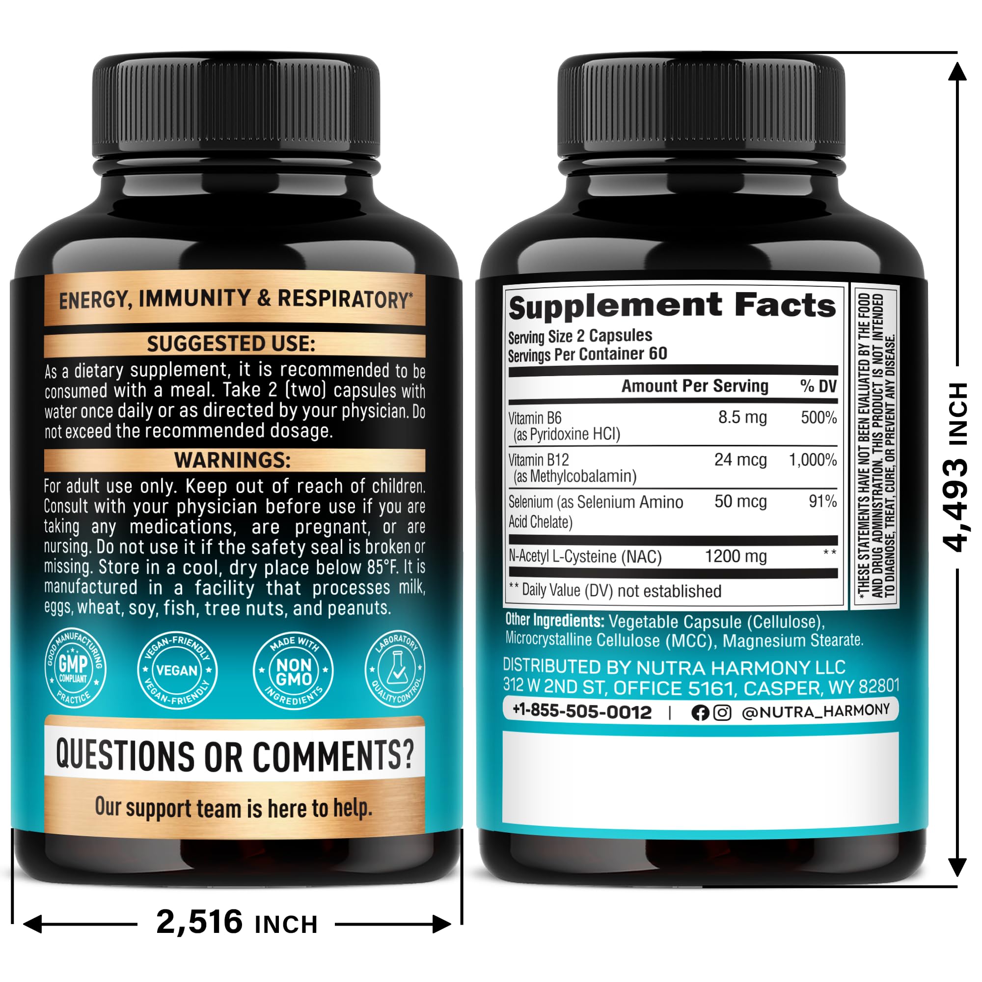 NAC Supplement with Selenium & B Vitamins | Immune Support

