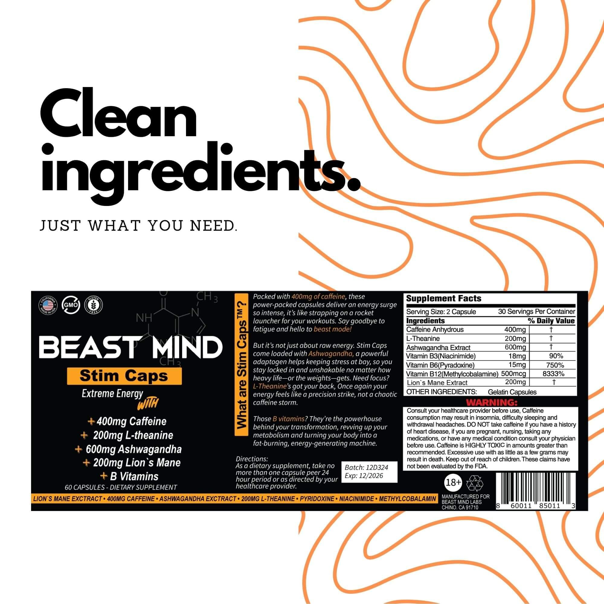Beast Mind Extreme Energy Pills Pre-Workout Supplement

