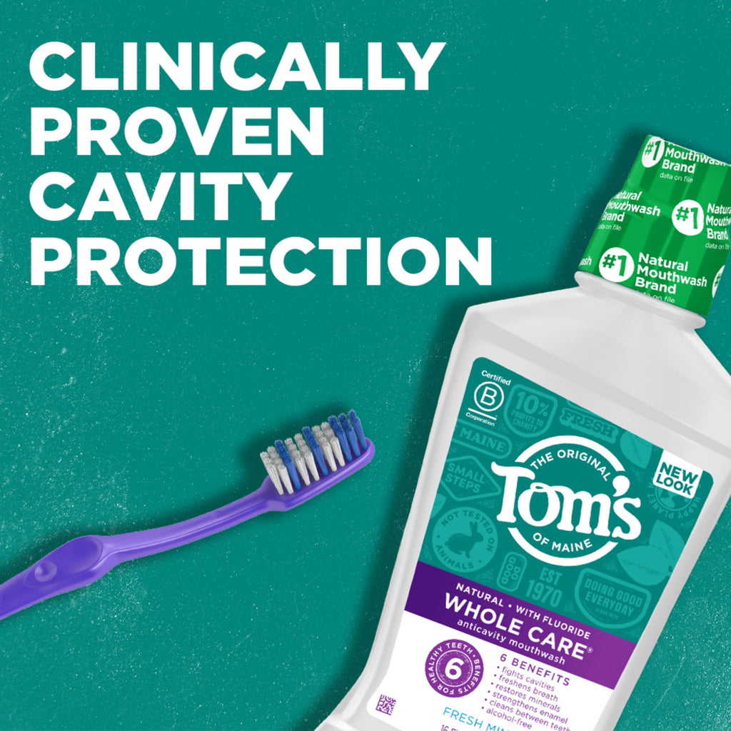 Tom's of Maine Whole Care Fluoride Mouthwash | Alcohol-Free

