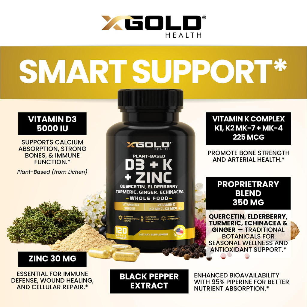 X Gold Health Vitamin D & K Complex with Zinc

