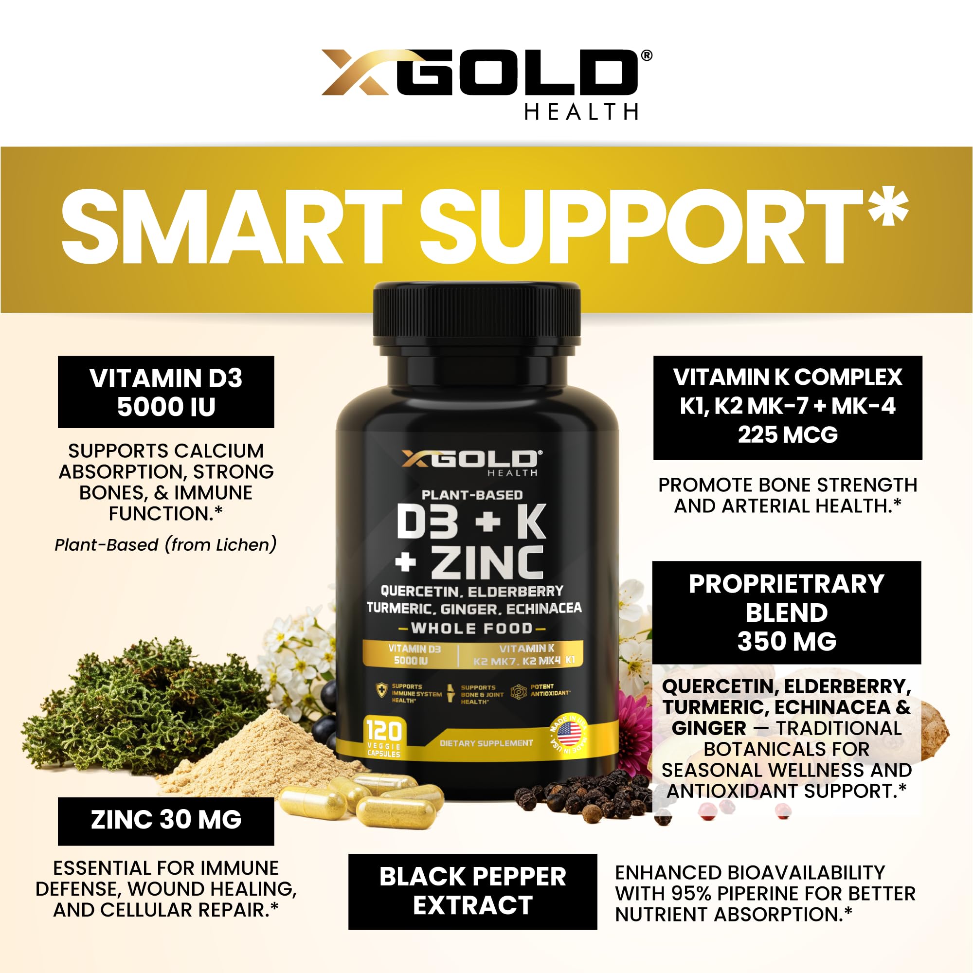 X Gold Health Vitamin D & K Complex with Zinc

