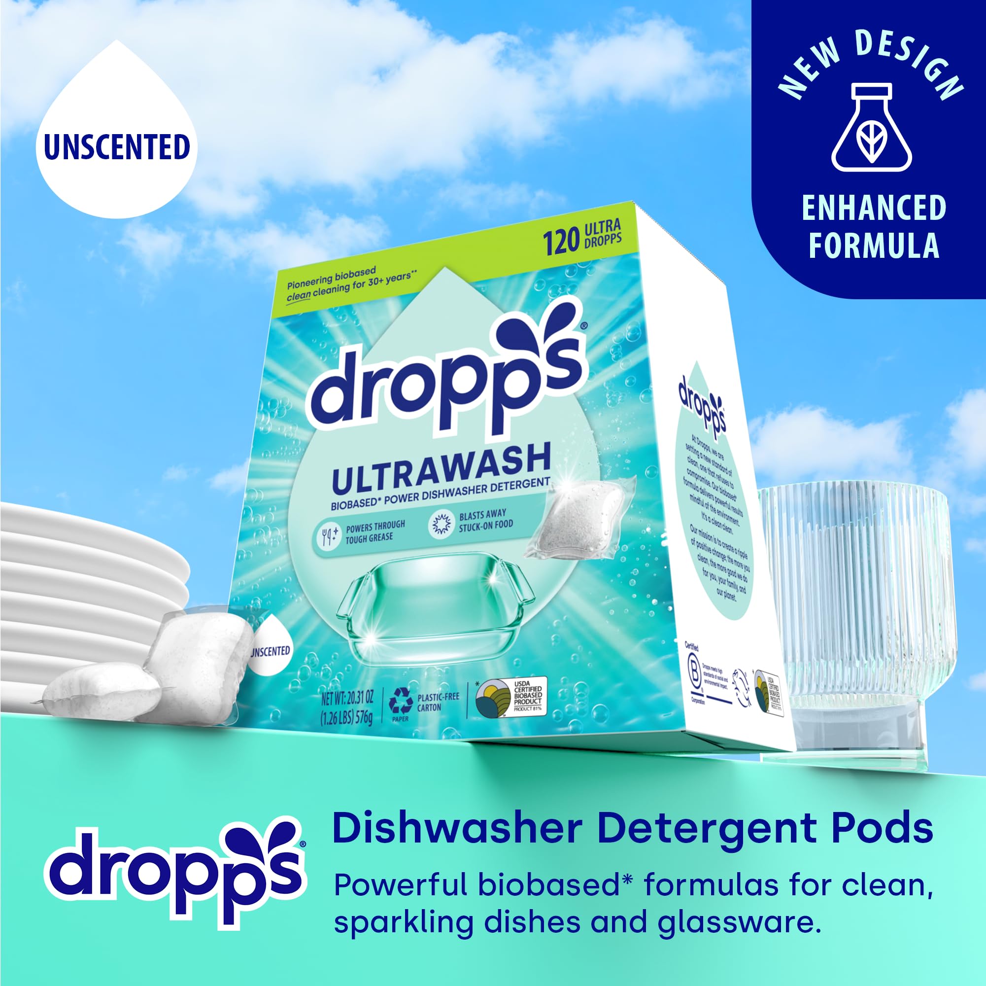 Dropps UltraWash Dishwasher Detergent Pods | Biobased Formula

