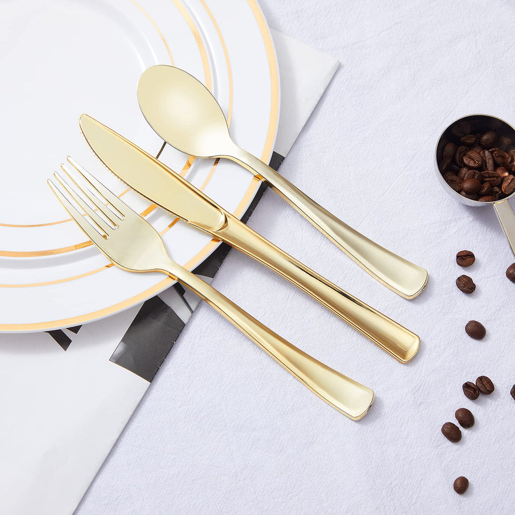 N9R Plastic Silverware Set - Heavy Duty Disposable Flatware

