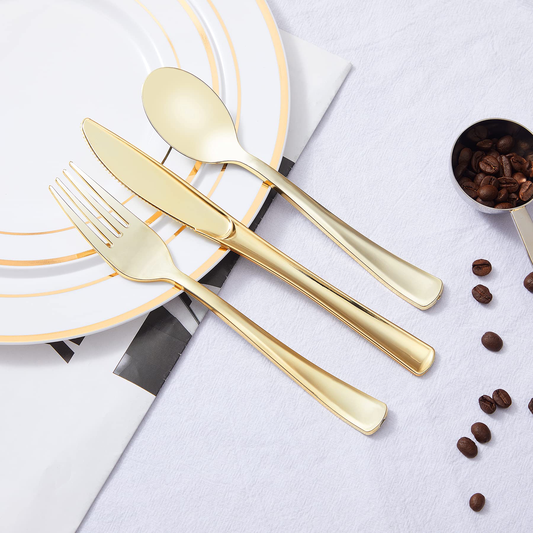 N9R Plastic Silverware Set - Heavy Duty Disposable Flatware

